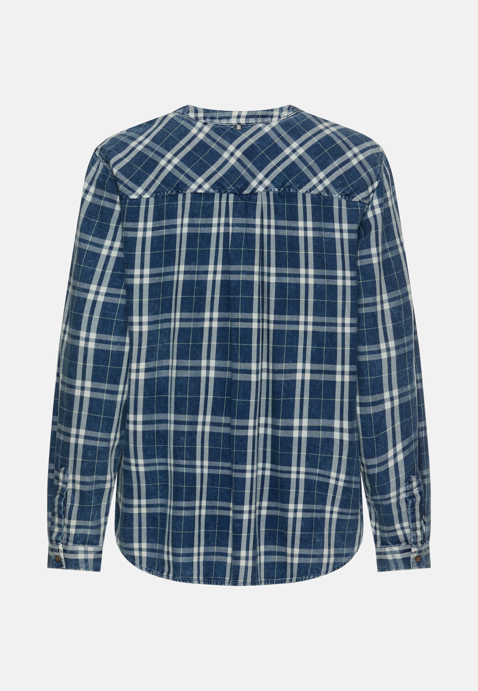 Vrouwen Geruite instapblouse van puur katoen Donkerblauw frontaal achter