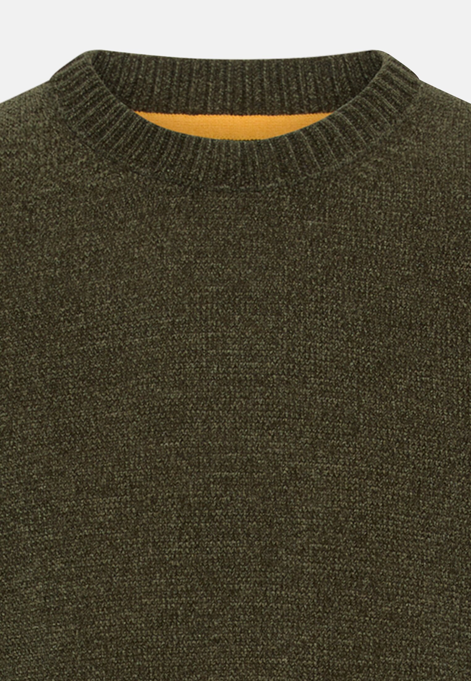 Men Sweater with side knit insert Olive Green front close