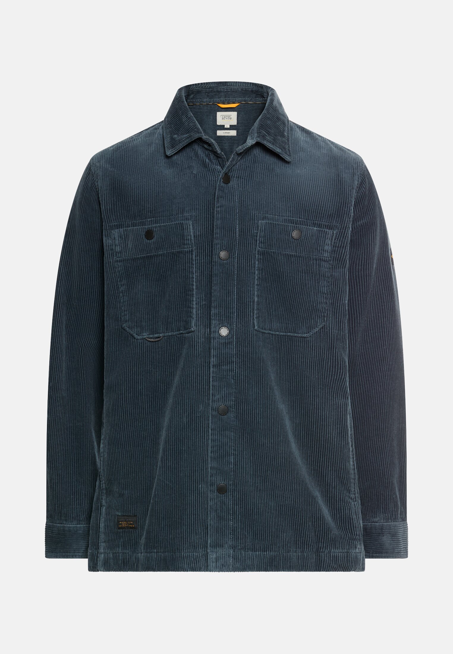 Herren Cord Overshirt mit Druckknöpfen Tintenblau frontal vorn
