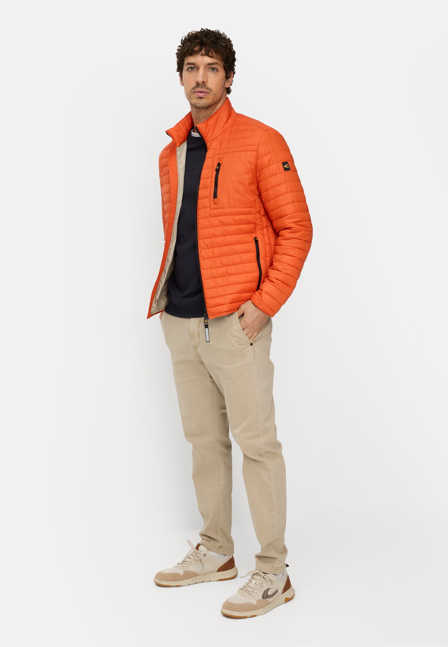 Heren Blouson met opstaande kraag Oranje gedragen voor lichaam compleet 