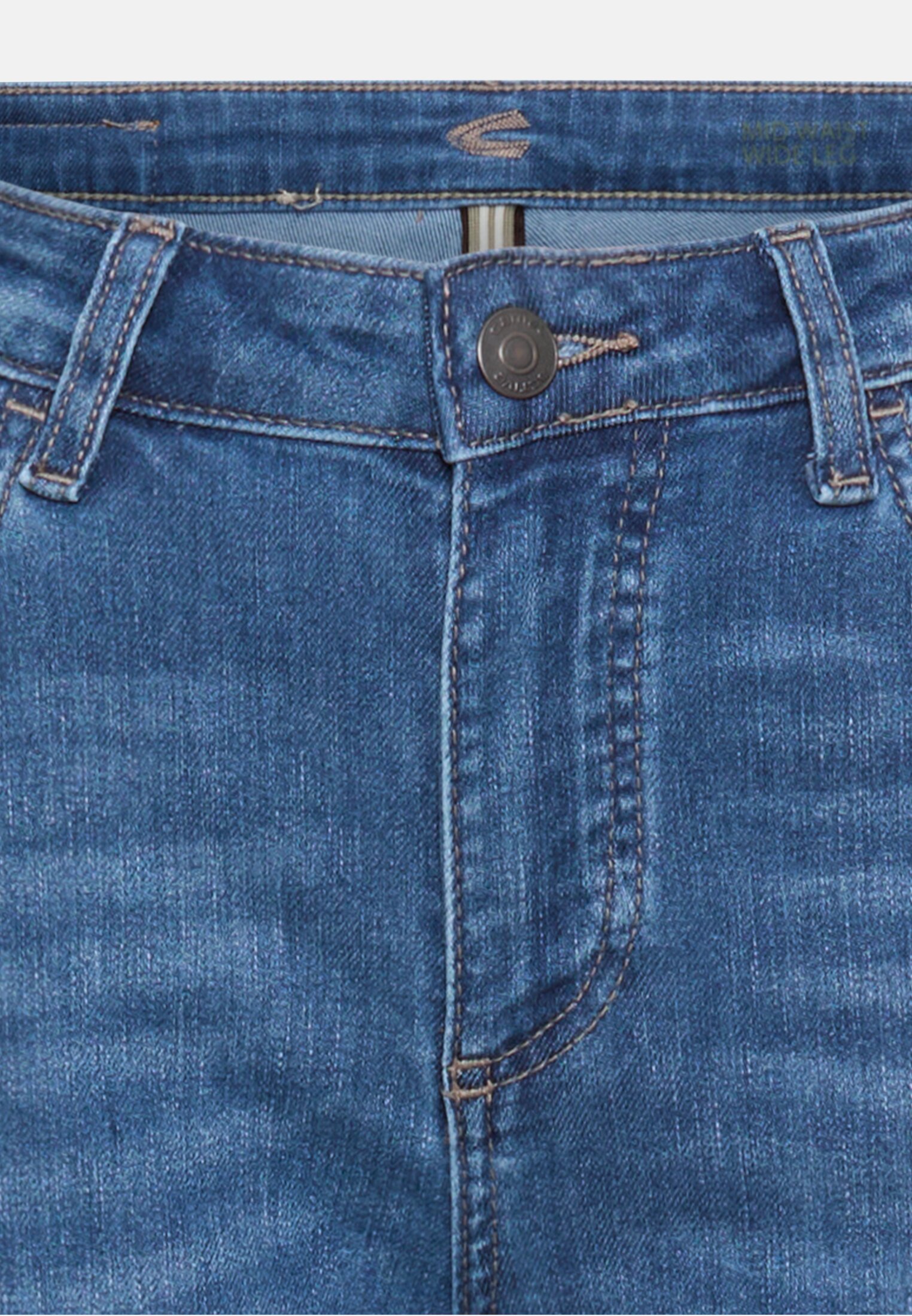 Women 5-pocket jeans with a wide leg Medium blue front close