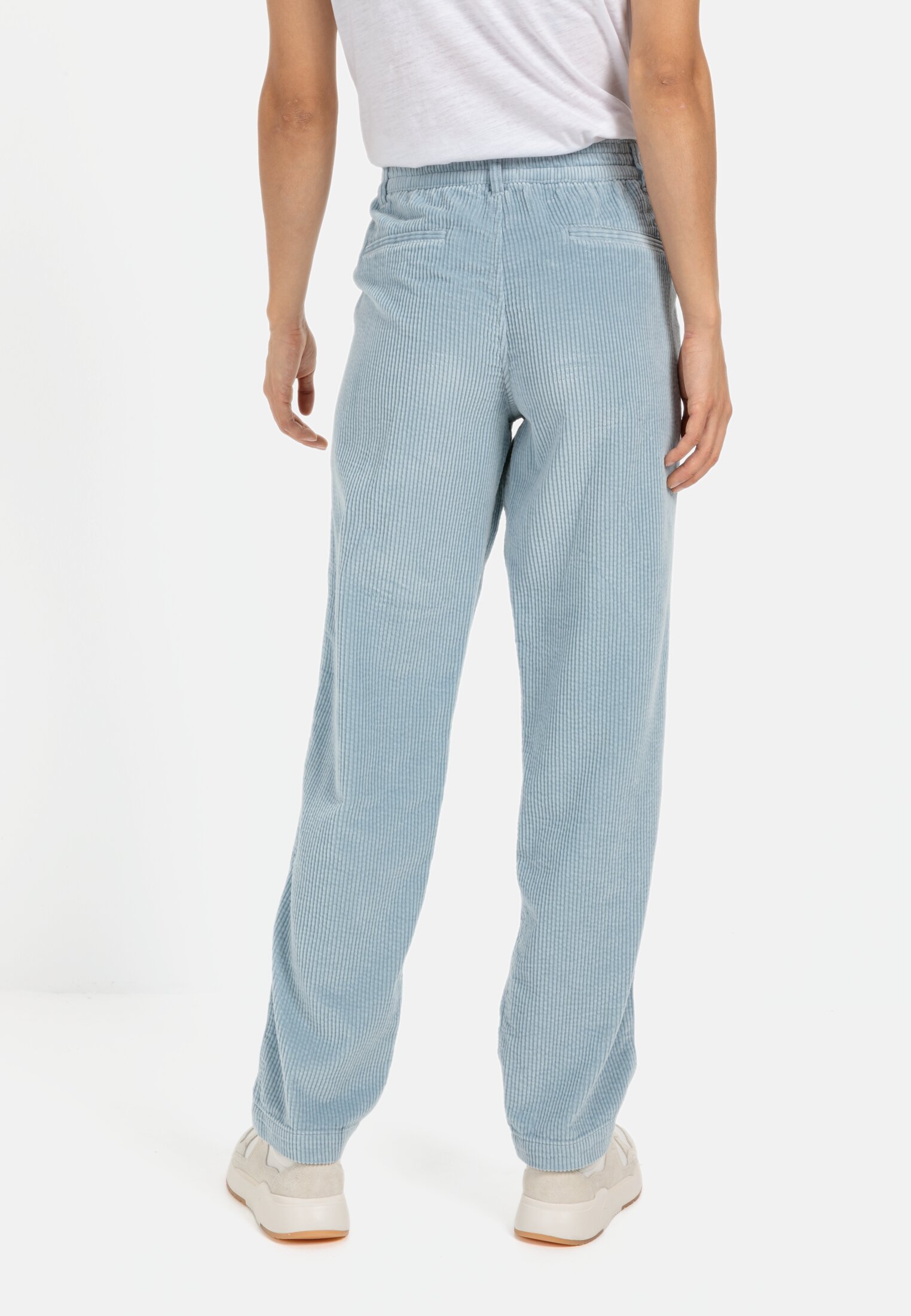 Women Cord trousers in loose fit Blue worn back
