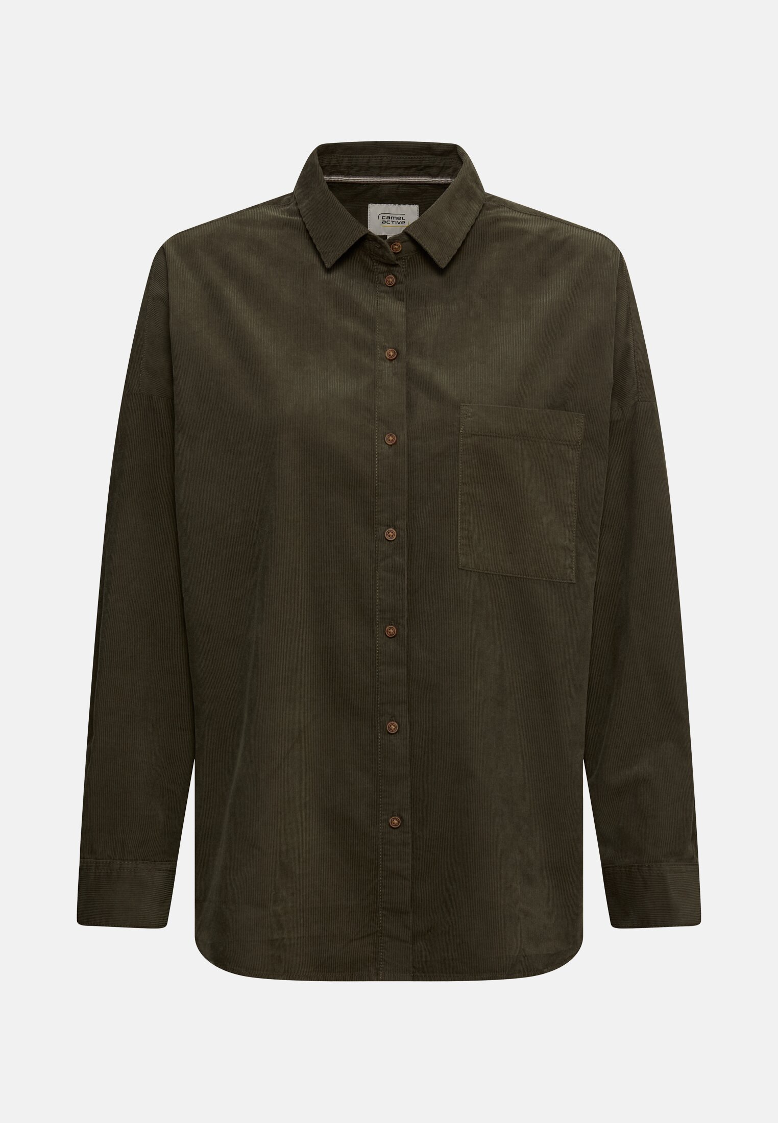 Women Cotton blouse with chest pocket Dark Green frontal front
