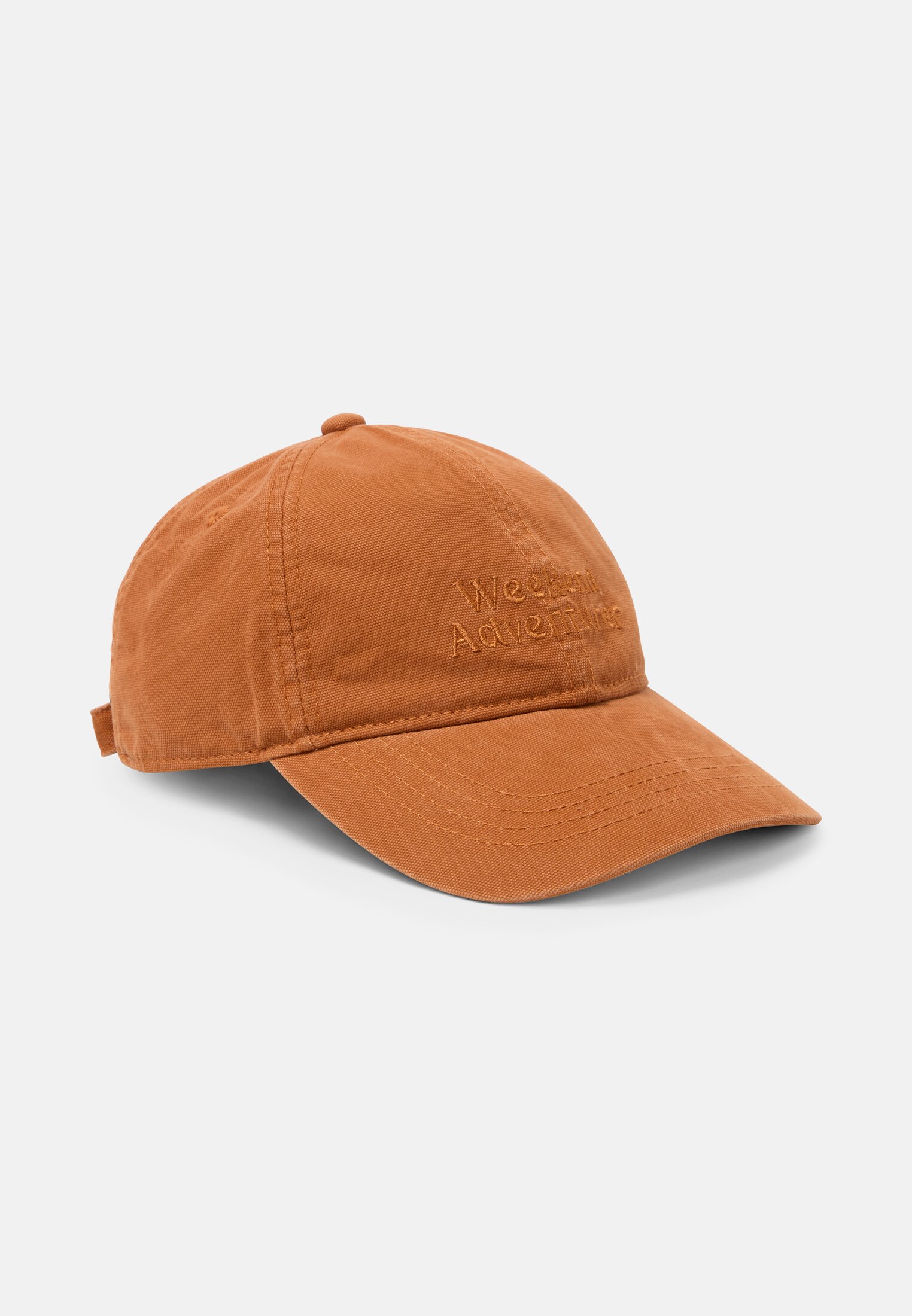 Men Cap made of cotton with lettering Orange frontal front