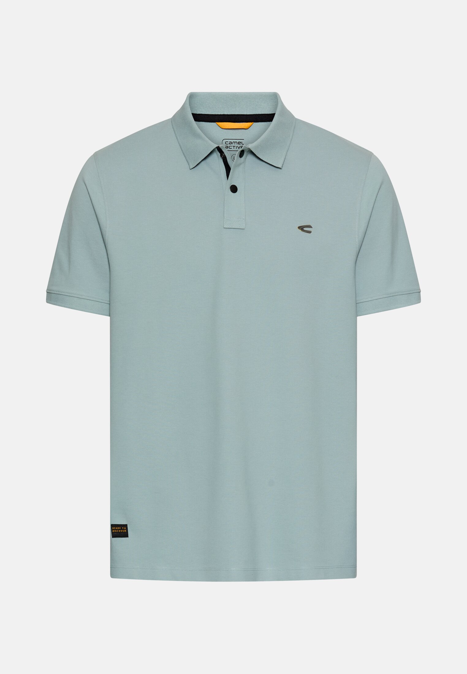 Herren Poloshirt mit Kontrastdetails Wasserblau frontal vorn