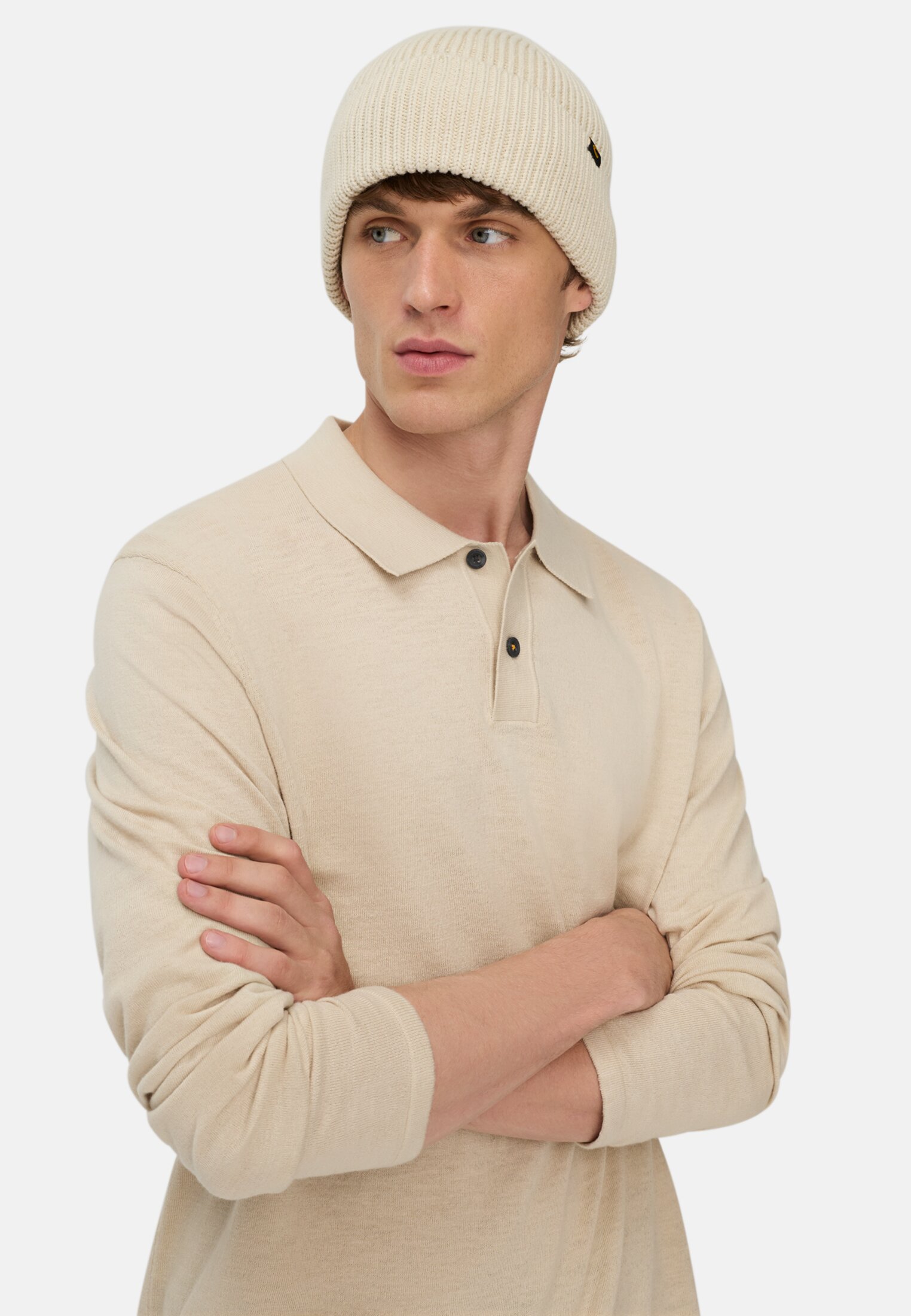 Men Light long-sleeve polo made of pure cotton Oats worn emotional