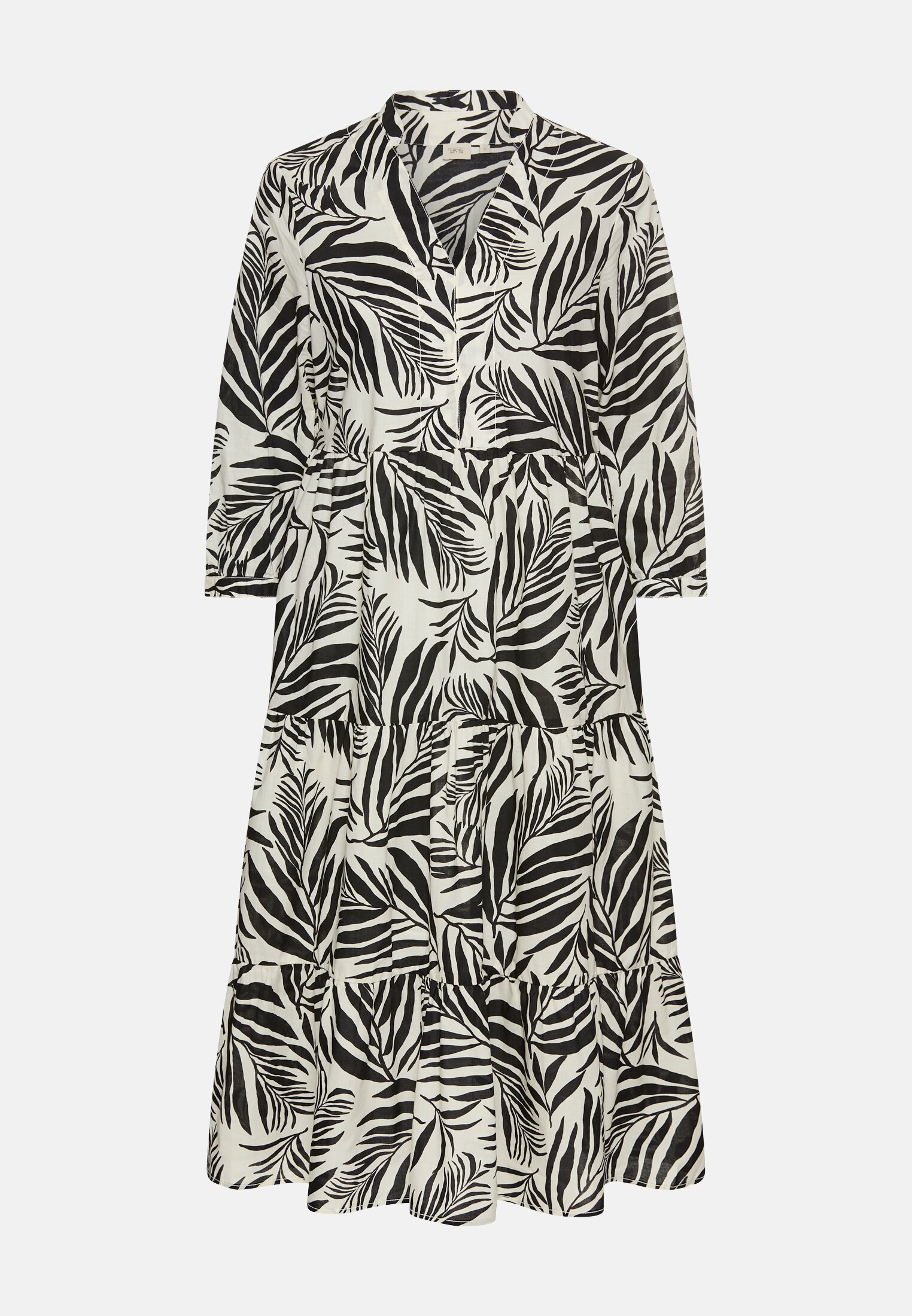 camelactive_Kleid_AOP_391280-5S52-98_0G Women Midi summer dress with all-over print Black frontal front