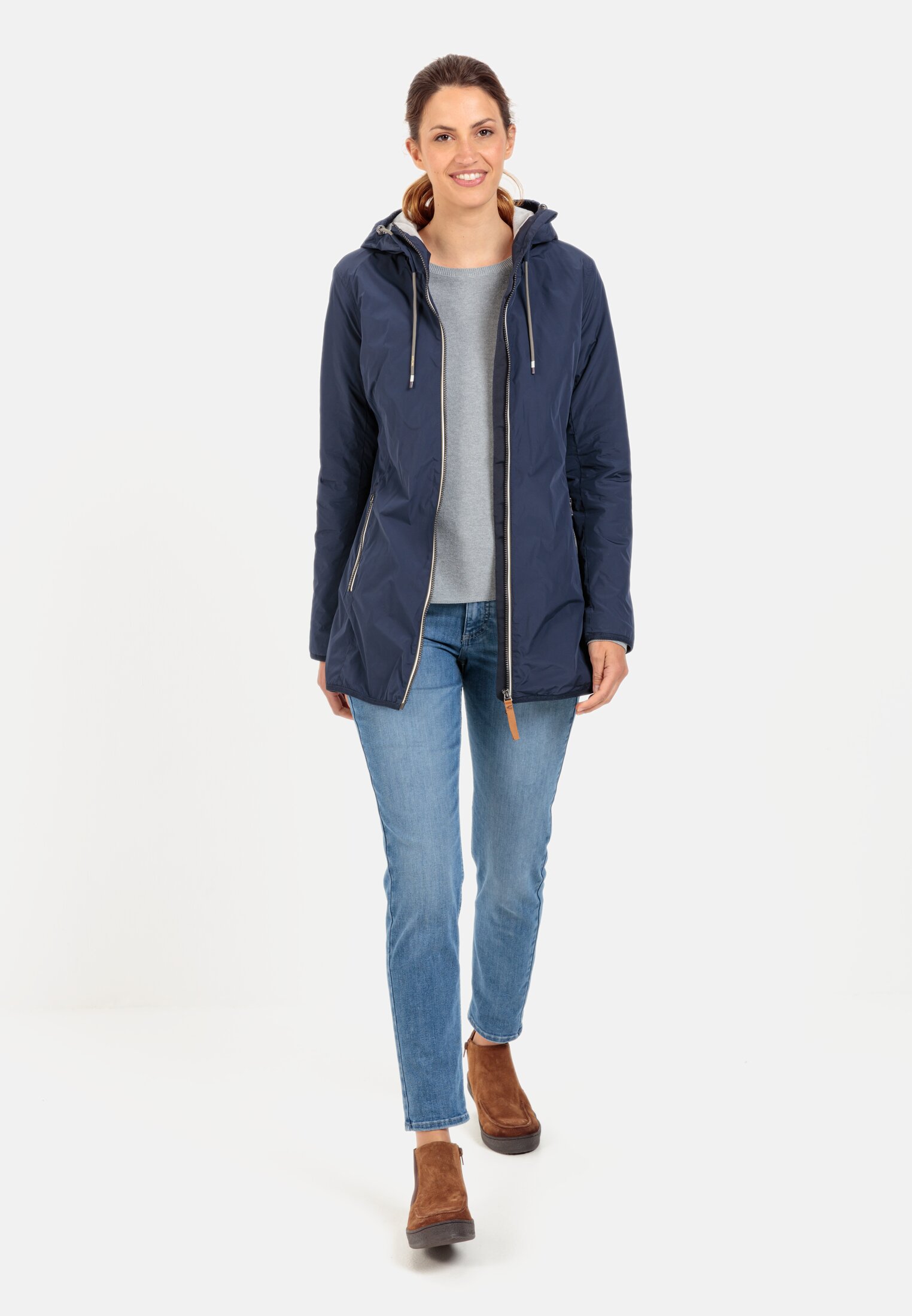Langer Windbreaker für Damen in Dunkelblau | 34