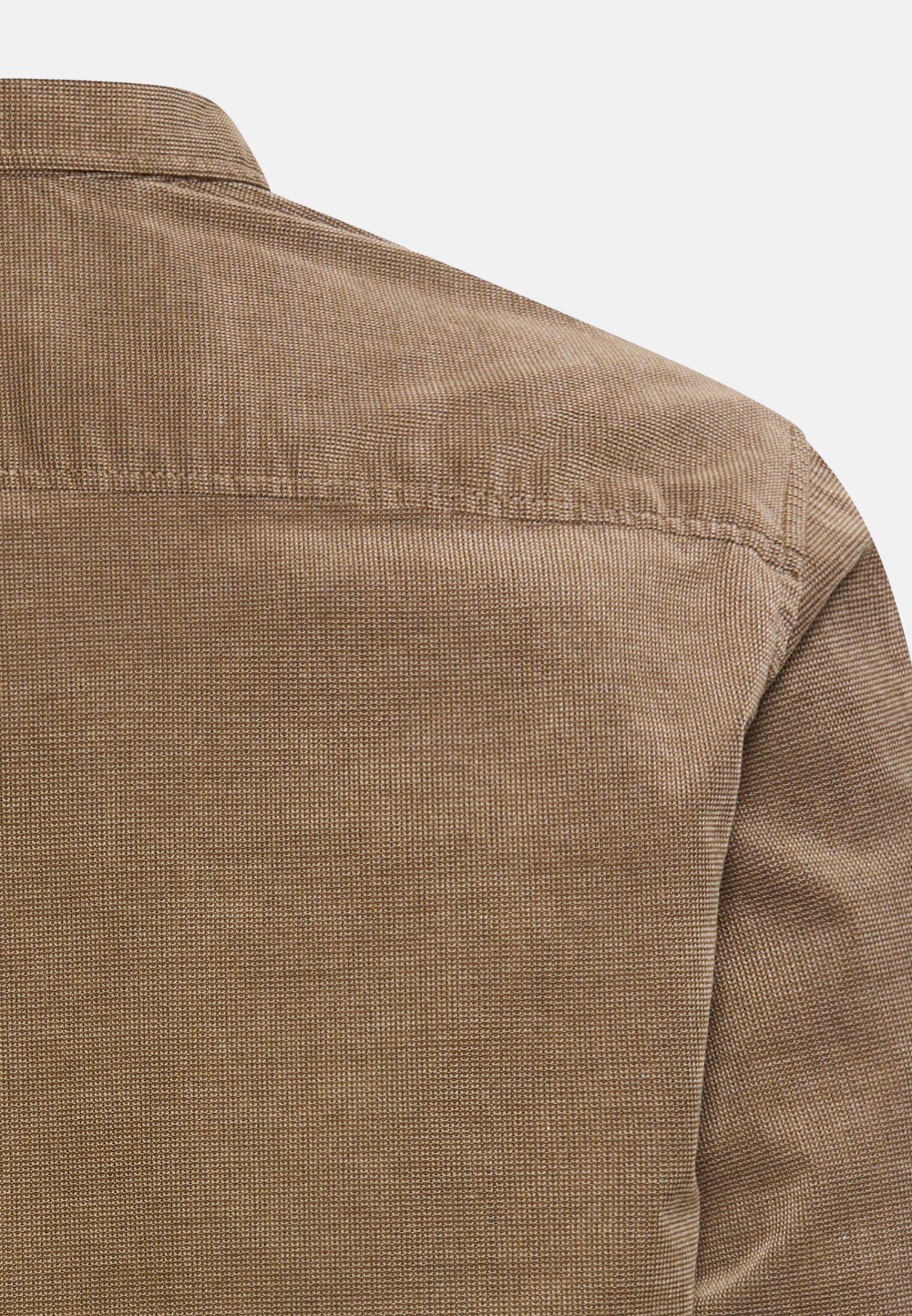 Men Corduroy shirt with 2-way stretch Sepia brown close back