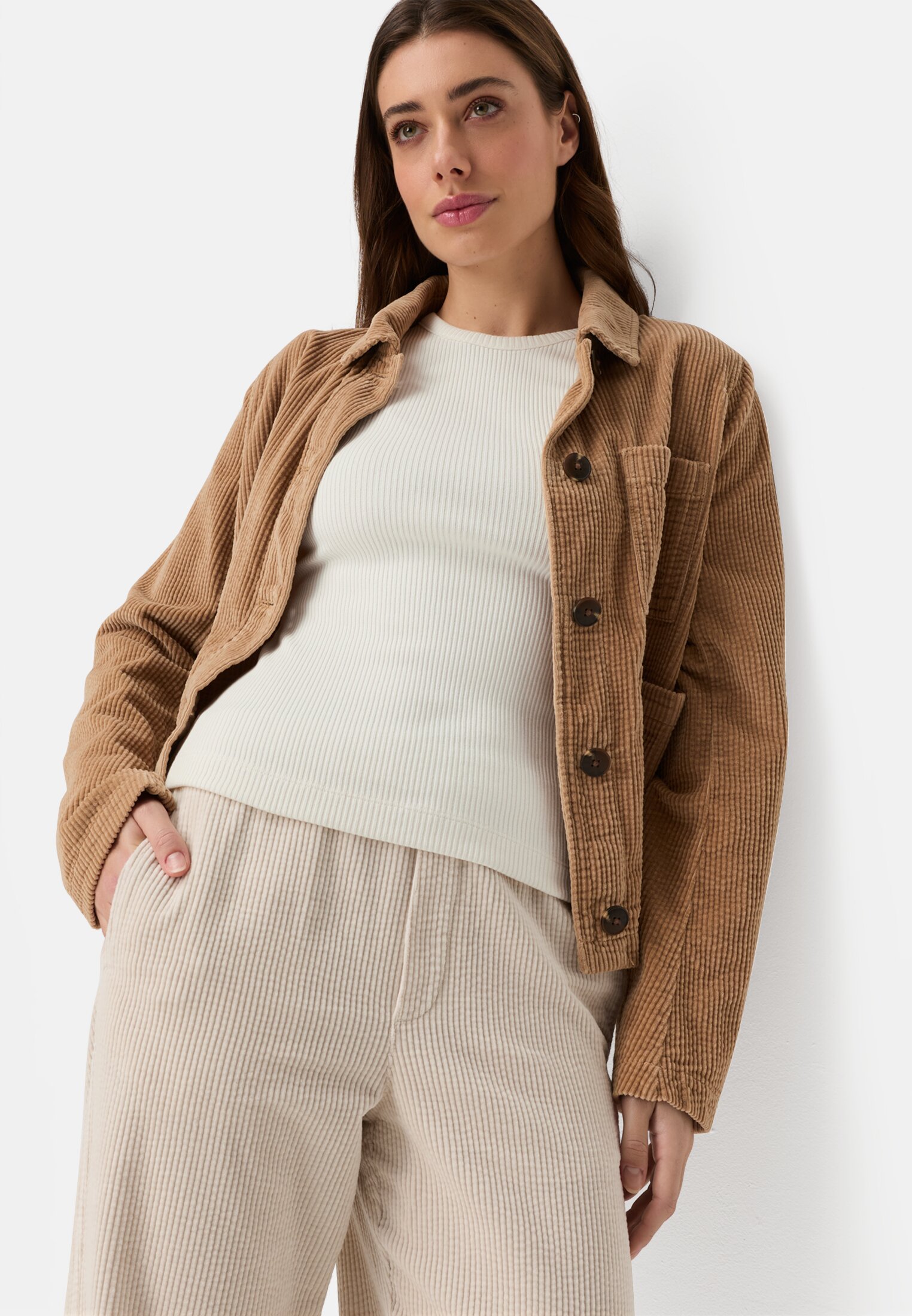 Vrouwen Longsleeve met ronde hals Melkwit gedragen emotional 