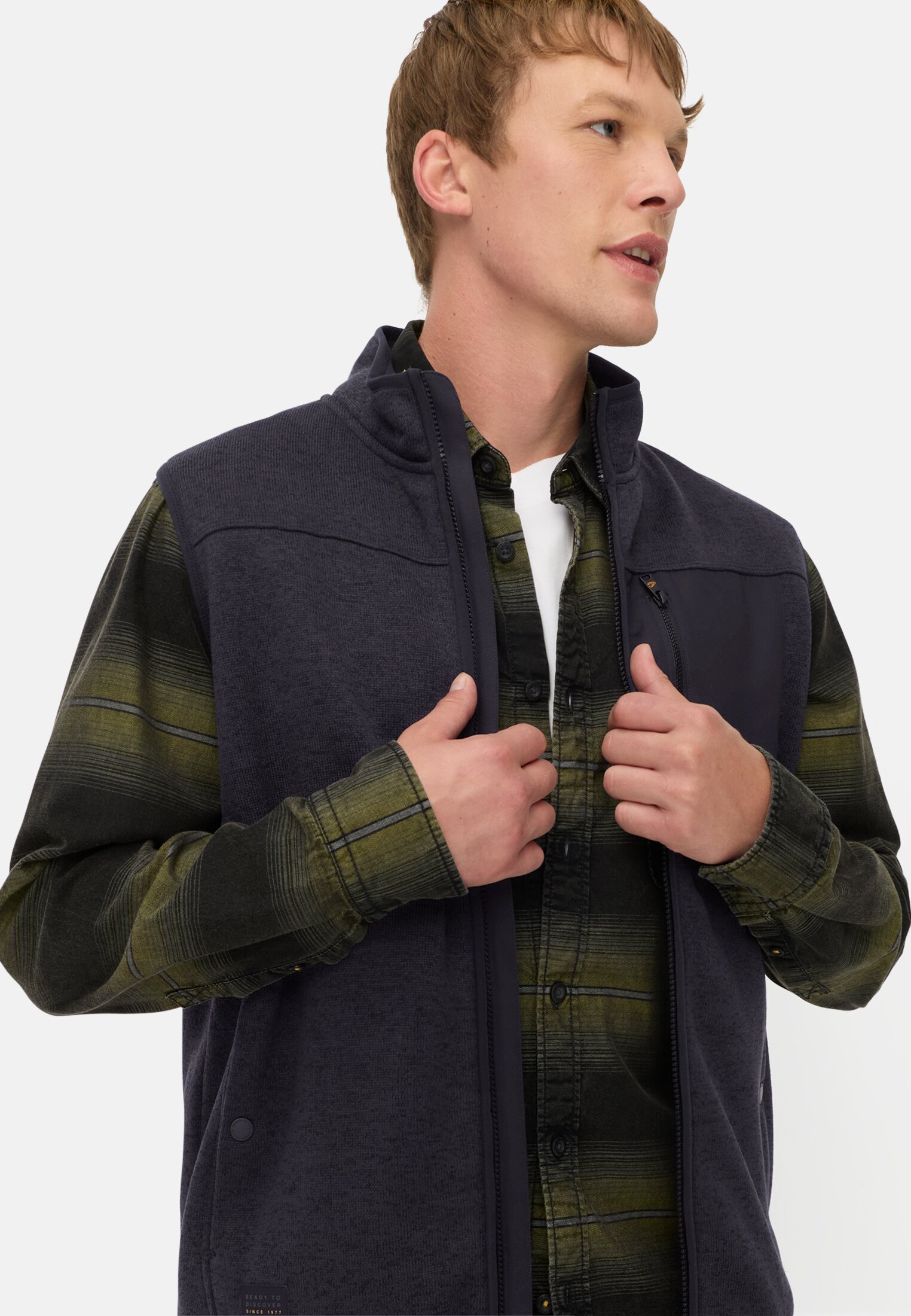 Men Fleece vest with warming lining Navyblue worn emotional