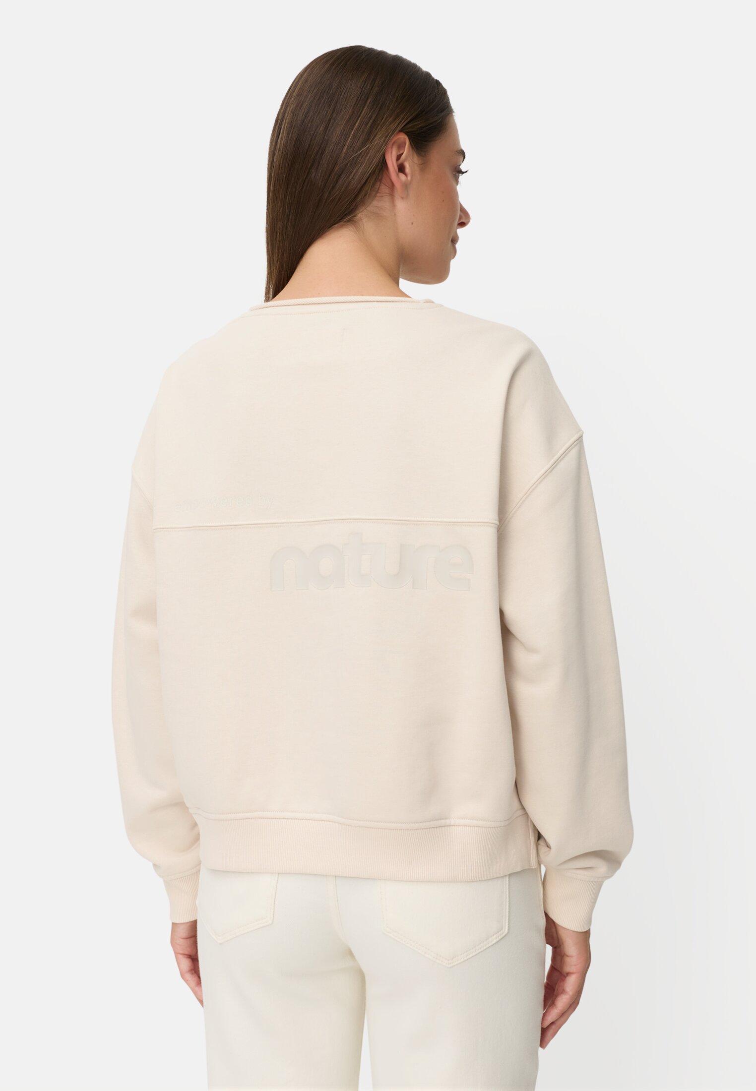 Vrouwen Sweatshirt van katoenmix Haver gedragen achter