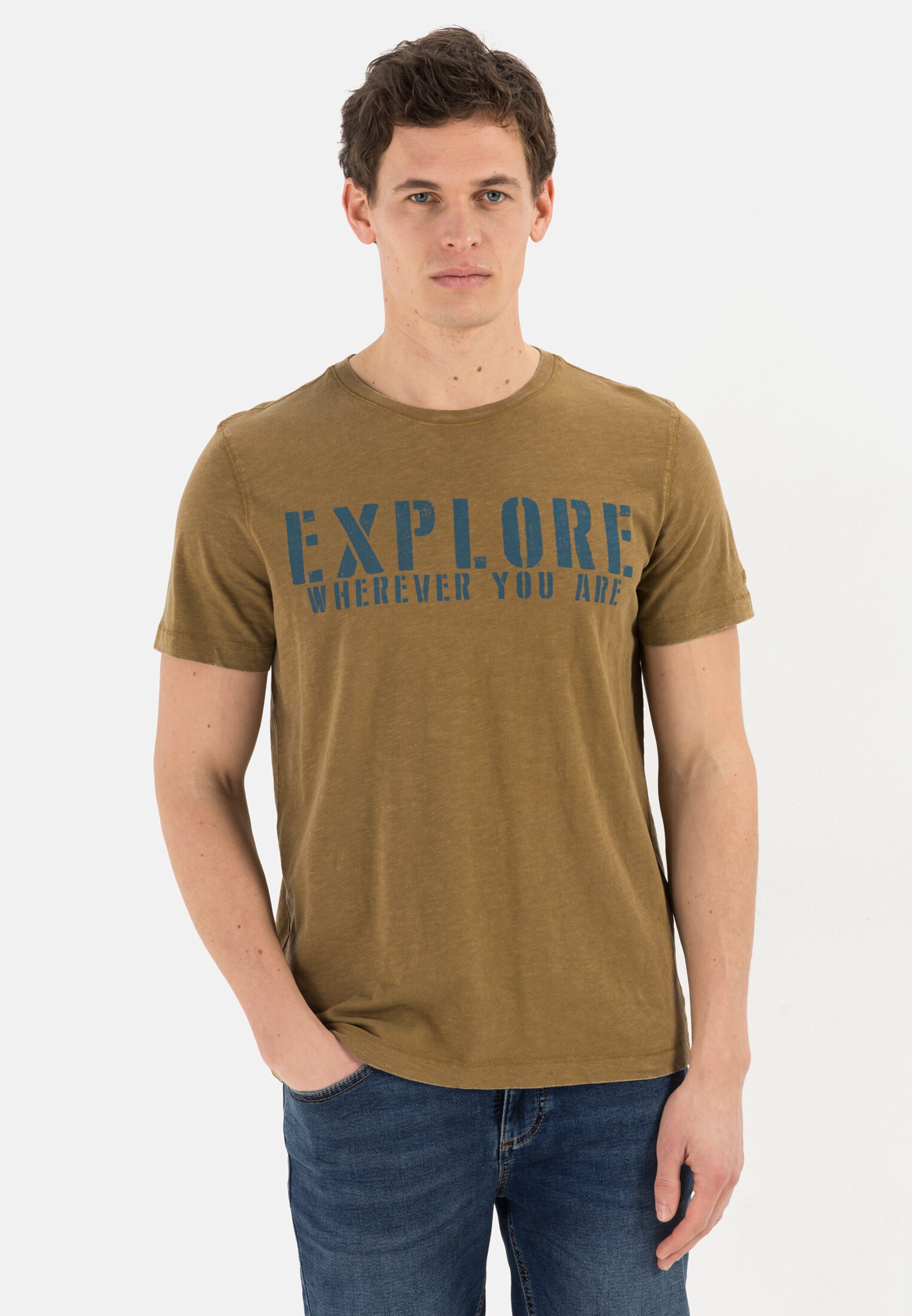 Izzue Baumwolle T-Shirt mit Logo-Print in Braun für Herren Herren Bekleidung T-Shirts Kurzarm T-Shirts 