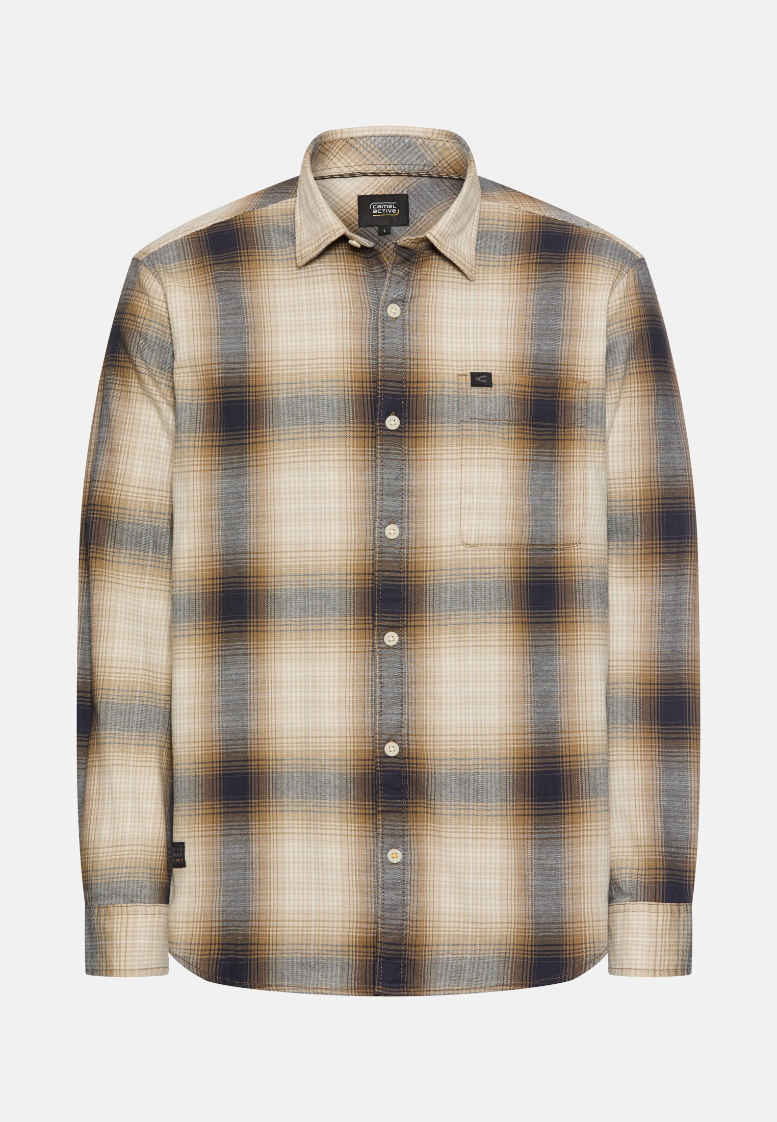 Men FleXXXactive© flannel shirt made of cotton Sepia brown frontal front