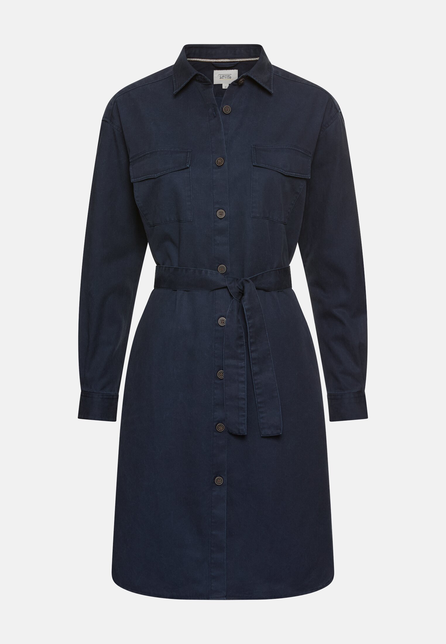 Damen Kleid mit Taillengürtel Nachtblau frontal vorn