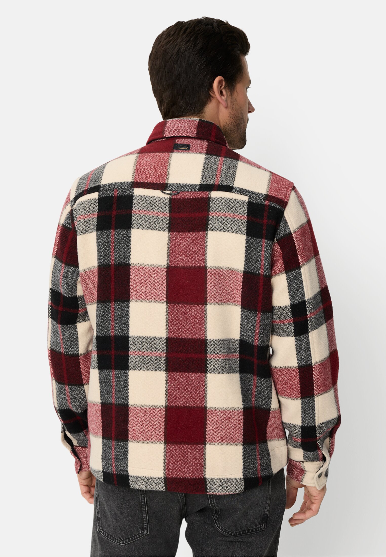 Heren Overshirt met zijzakken Amberrood gedragen achter