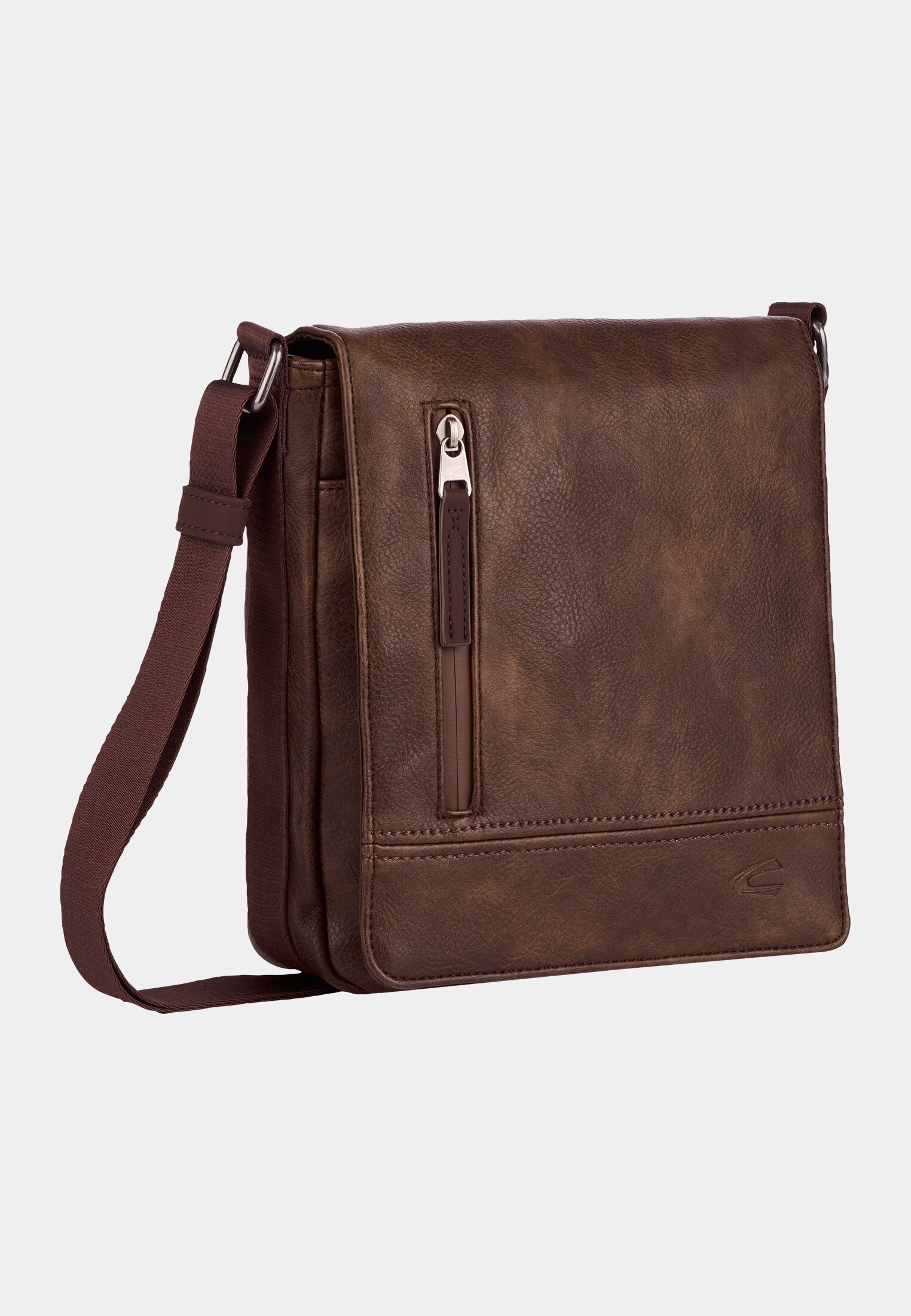 Herren TRACES Umhängetasche mit verstellbarem Schulterriemen Braun frontal vorn