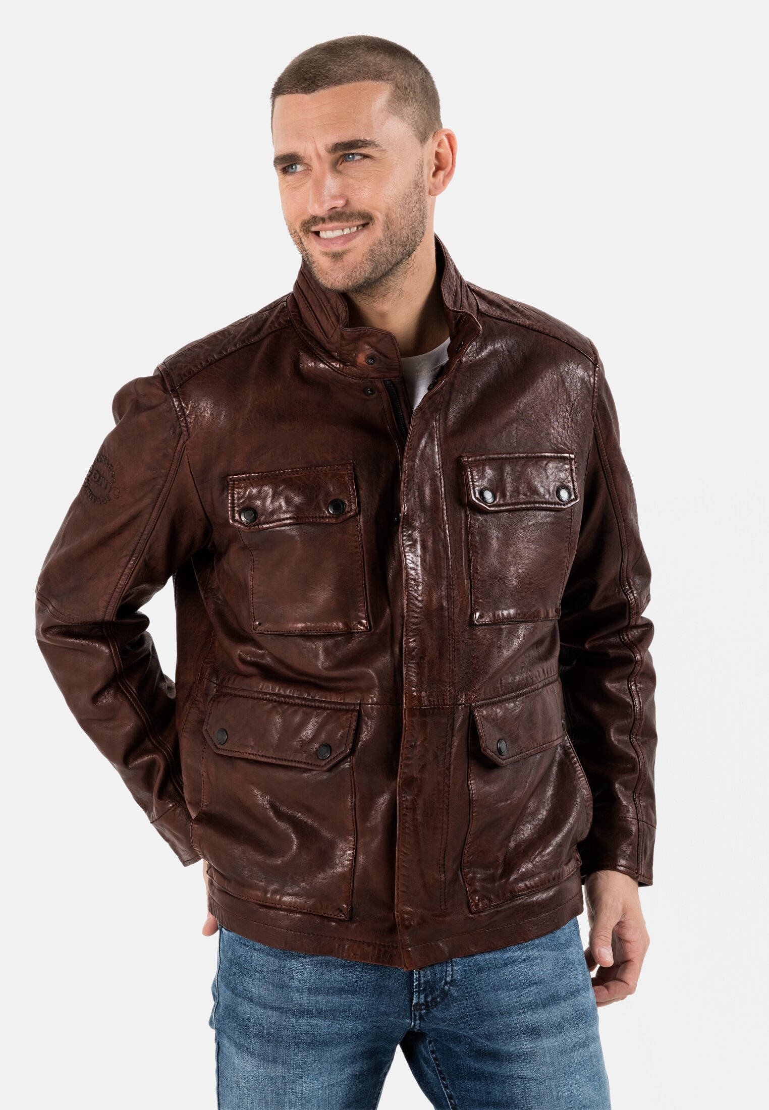Camel active leather best sale jacket