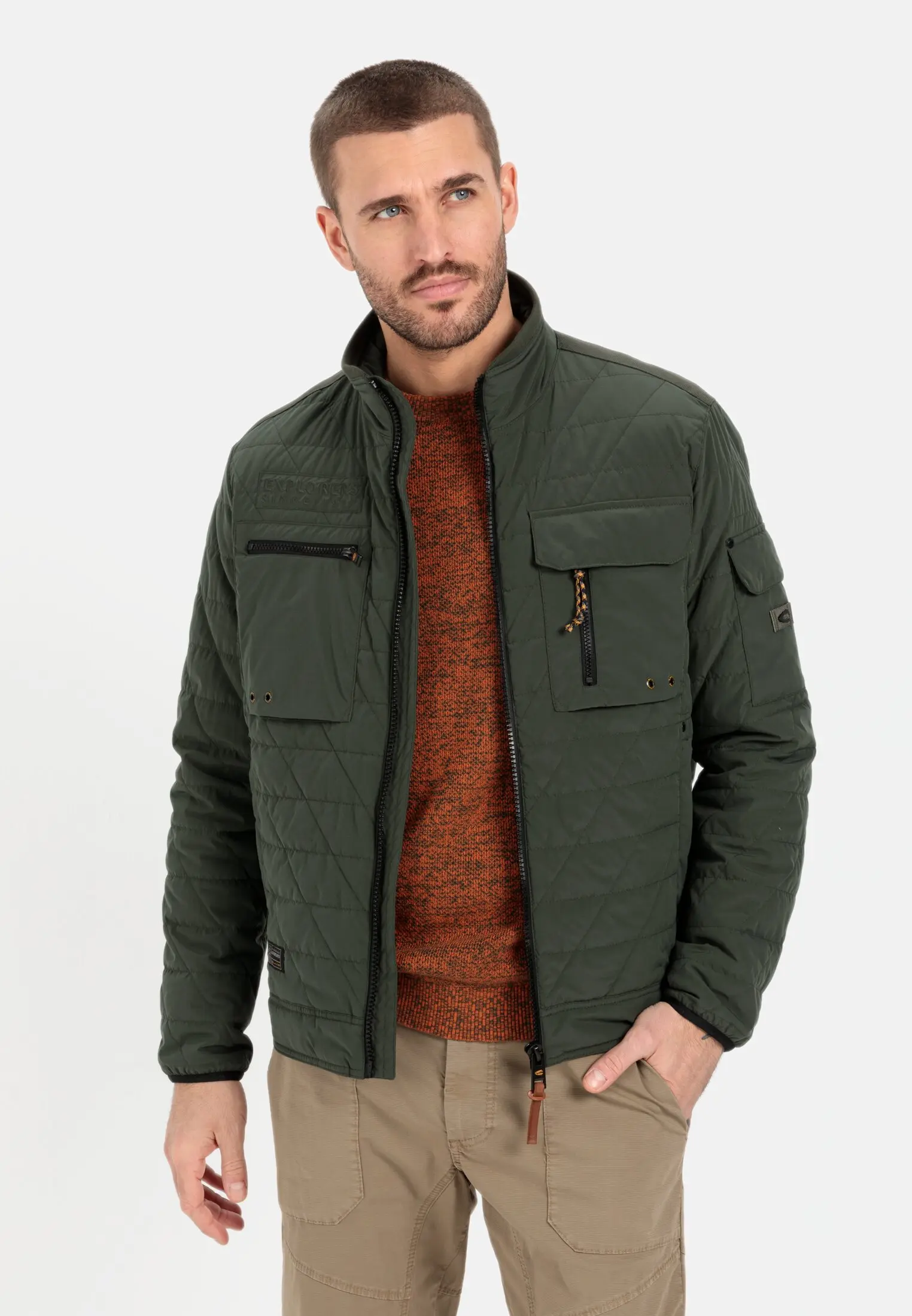 Quilted jacket for Men in Green camel active