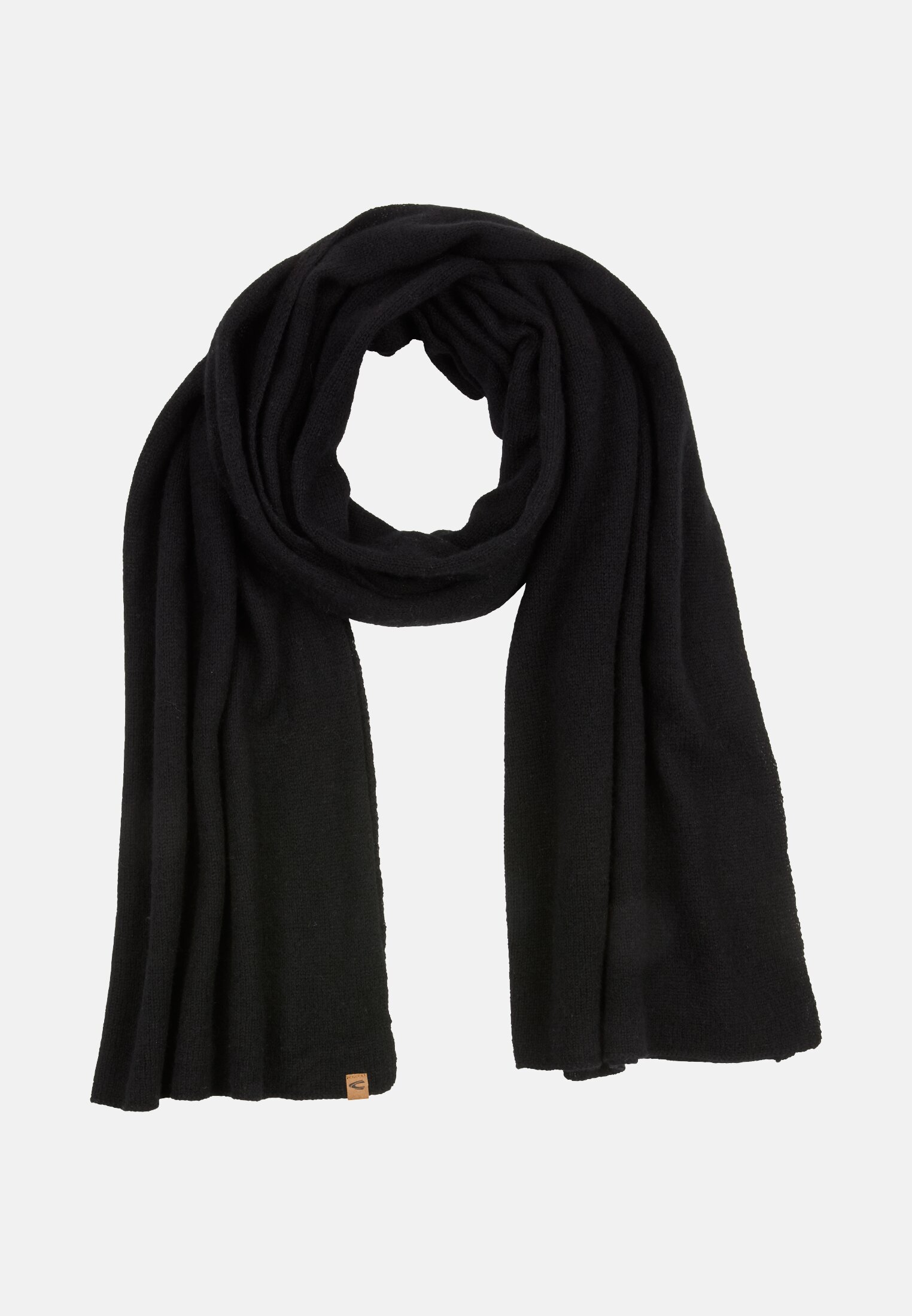 Women Cashmere scarf made of soft polyester with a knitted look Black frontal front