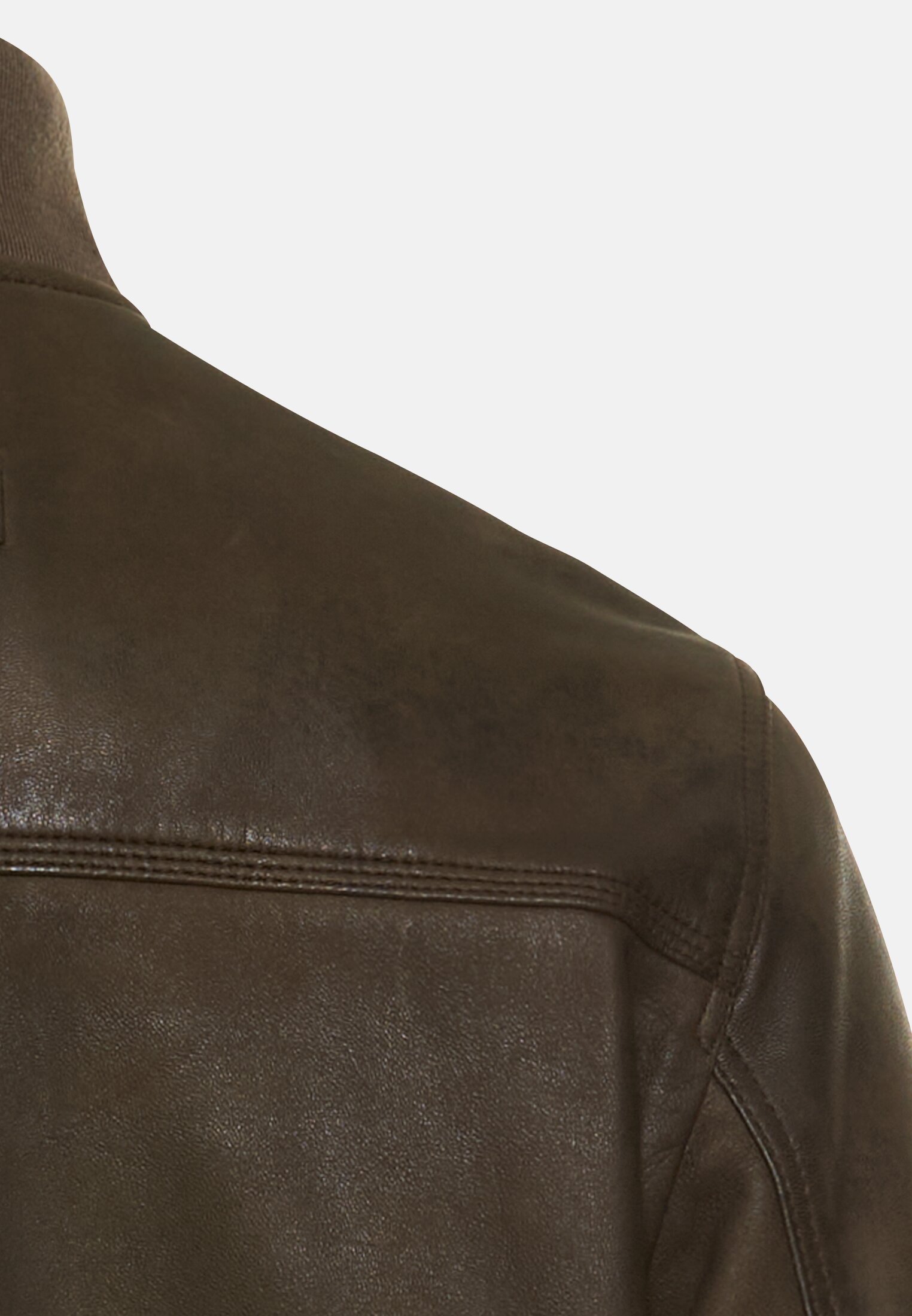 MI_31290-5L25-36_4G-00 Herren Lederjacke mit Bomberkragen Olive-Braun hinten nah