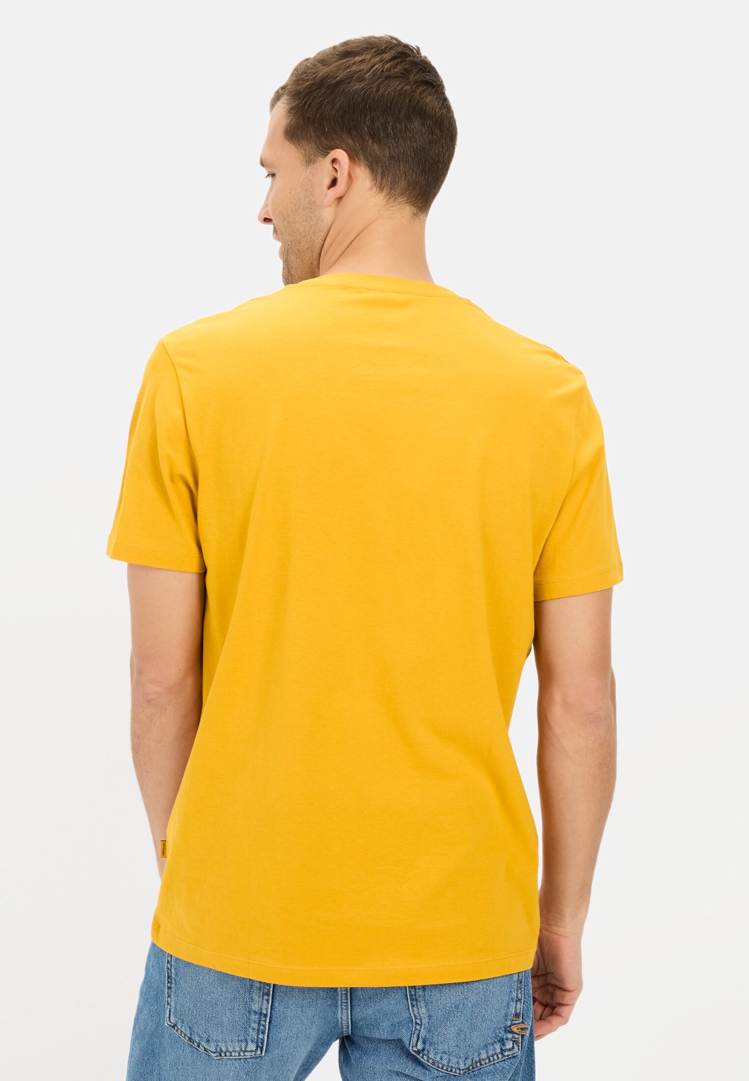 Men Basic T-shirt made of pure cotton Orange worn back