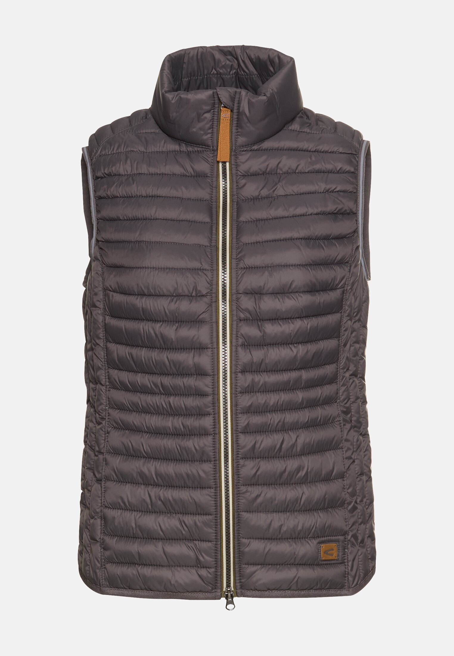 Women Quilted vest with reflective details Grey frontal front