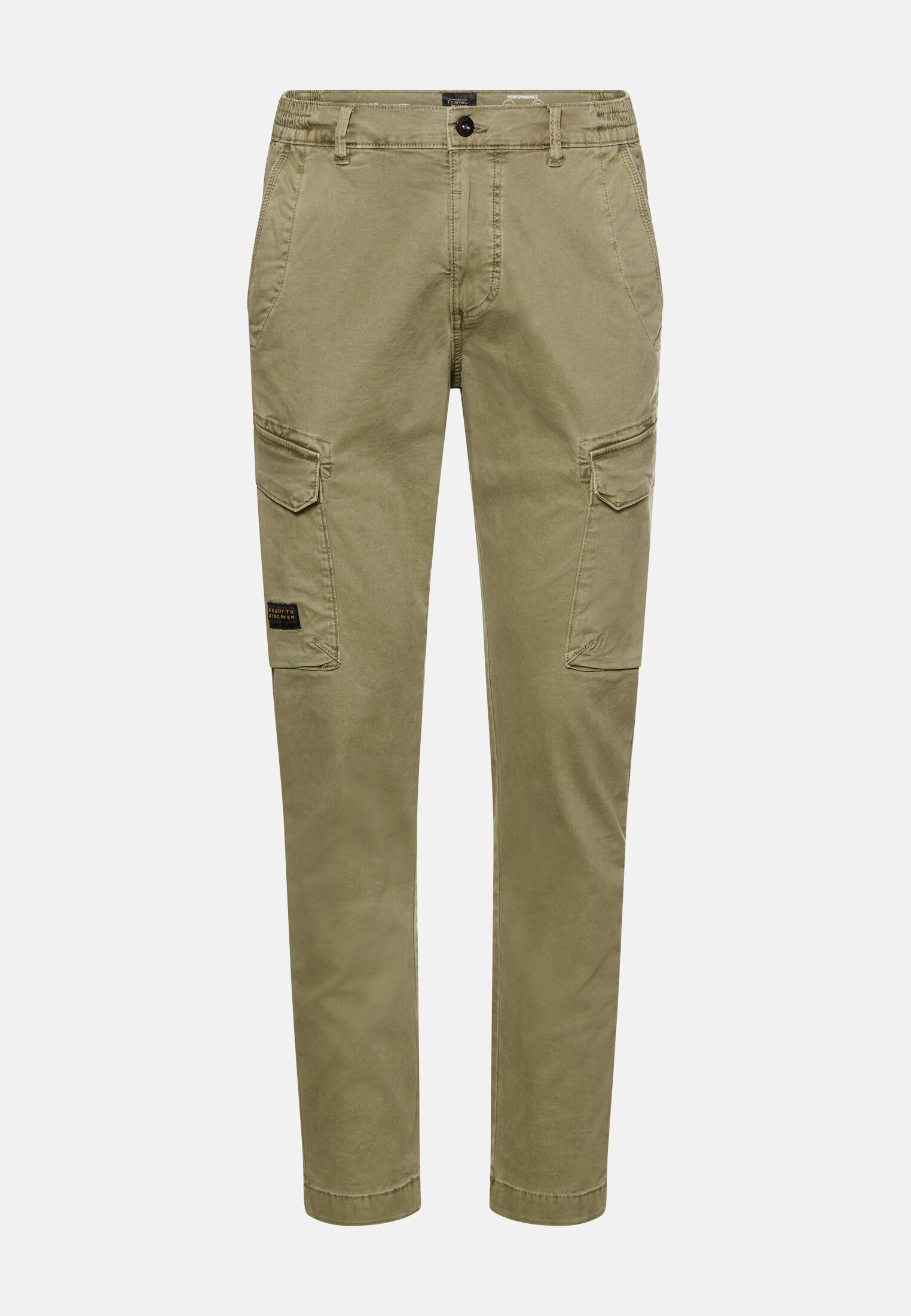 Heren Broek met elastische tailleband Olijfgroen frontaal voor