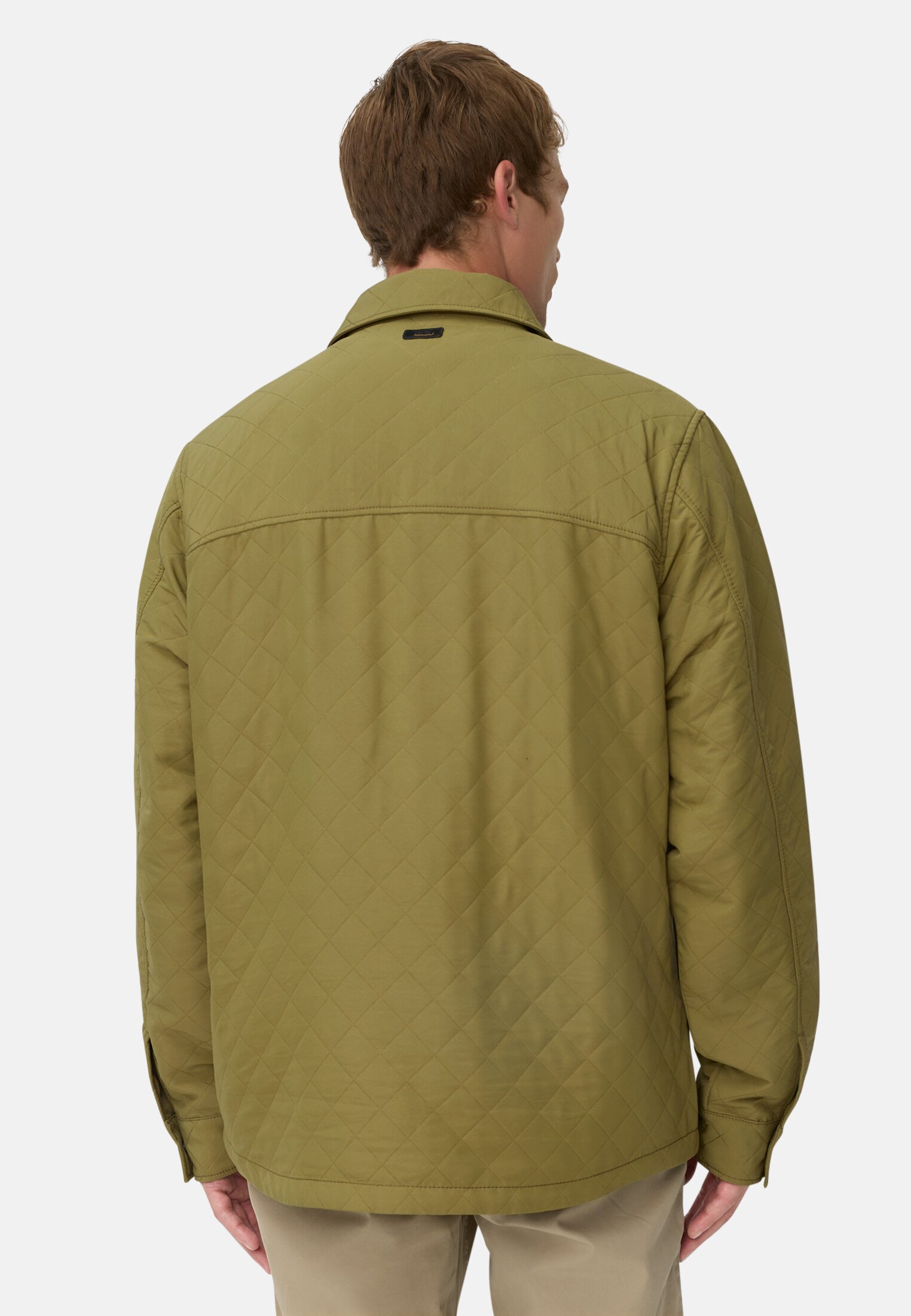 Herren Overshirt mit Seitentaschen Moosstein getragen hinten