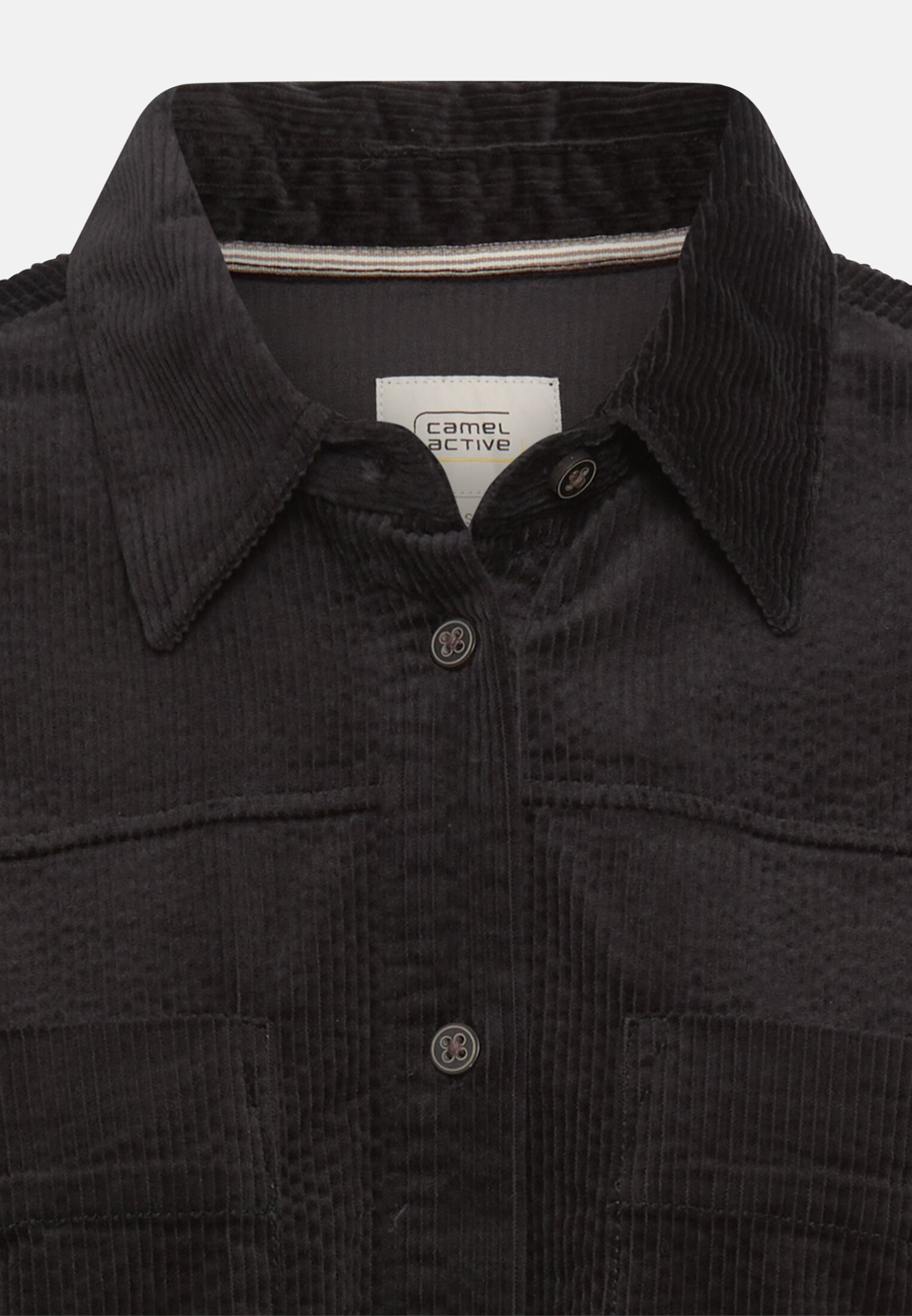 Damen Oversize-Bluse mit Hemdkragen Schwarz vorne nah