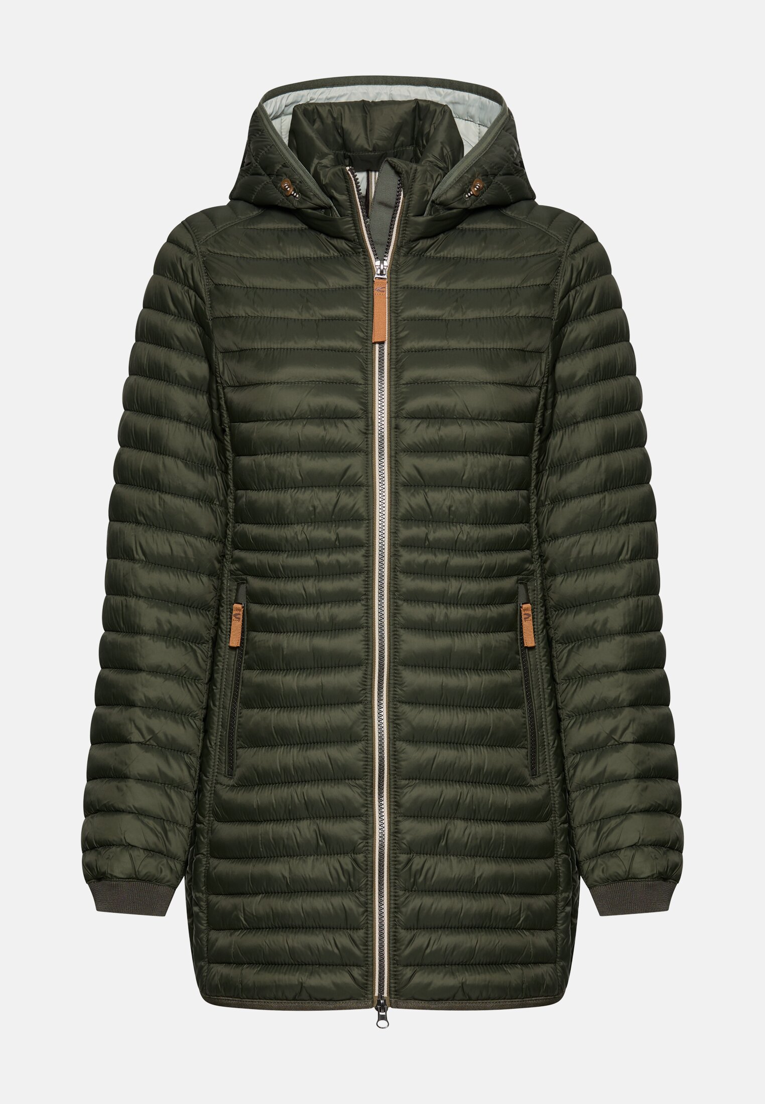 Women Water-repellent quilted jacket with zip pockets Forest Green frontal front