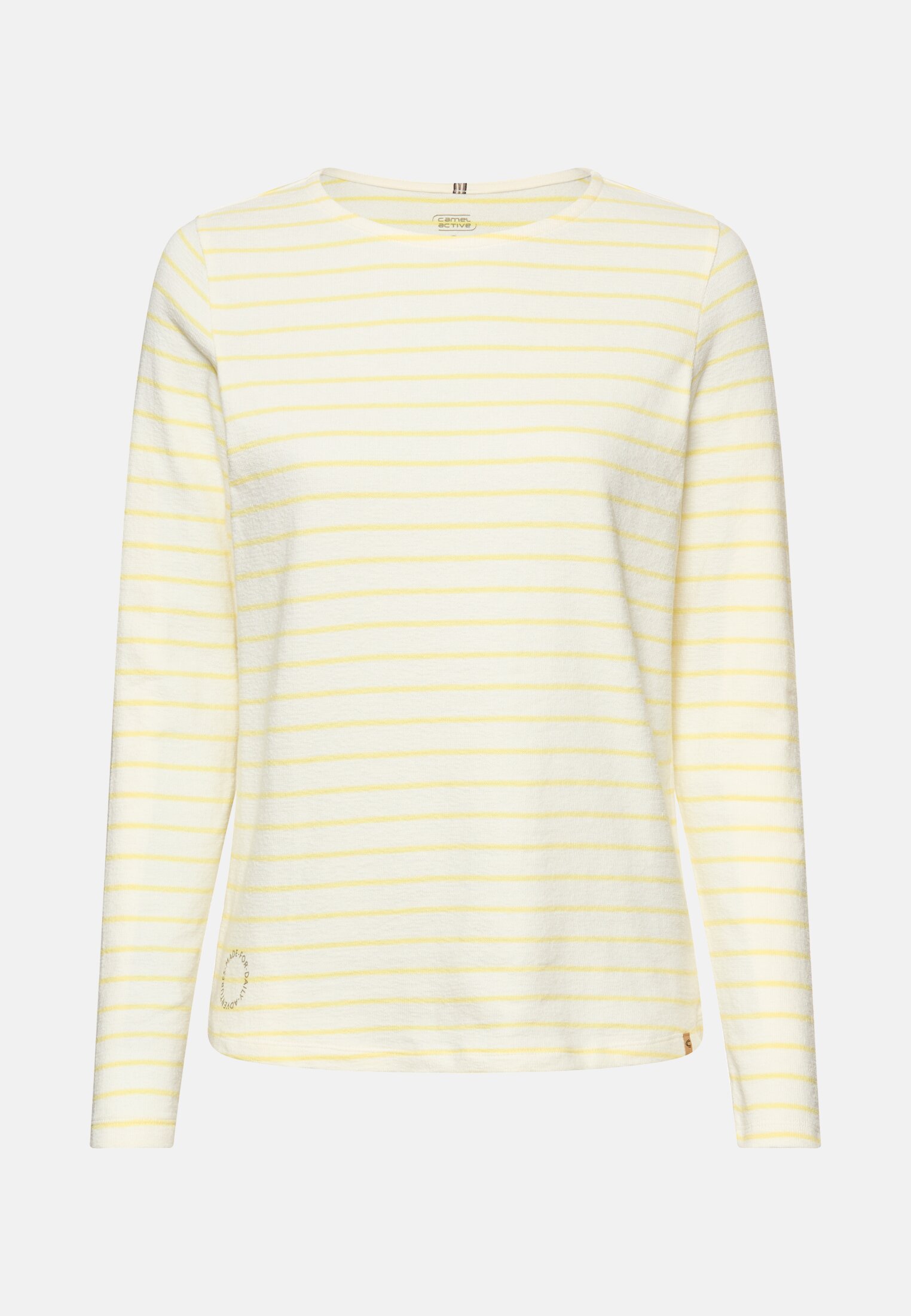 Vrouwen Lange mouwen T-shirt van puur katoen Citroengeel frontaal voor