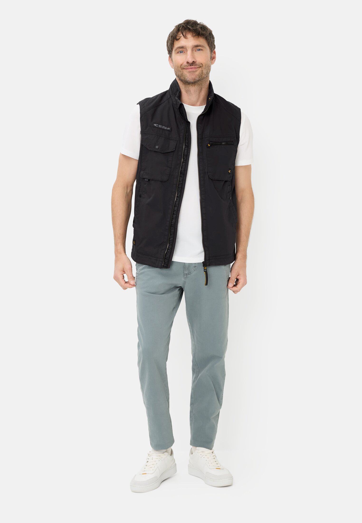 Men Outdoor vest with inner pockets Dark Blue worn front full body