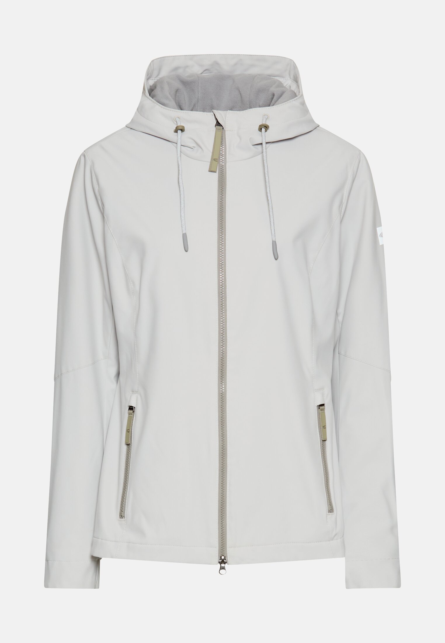 Damen Funktionsjacke mit abnehmbarer Kapuze Silber frontal vorn