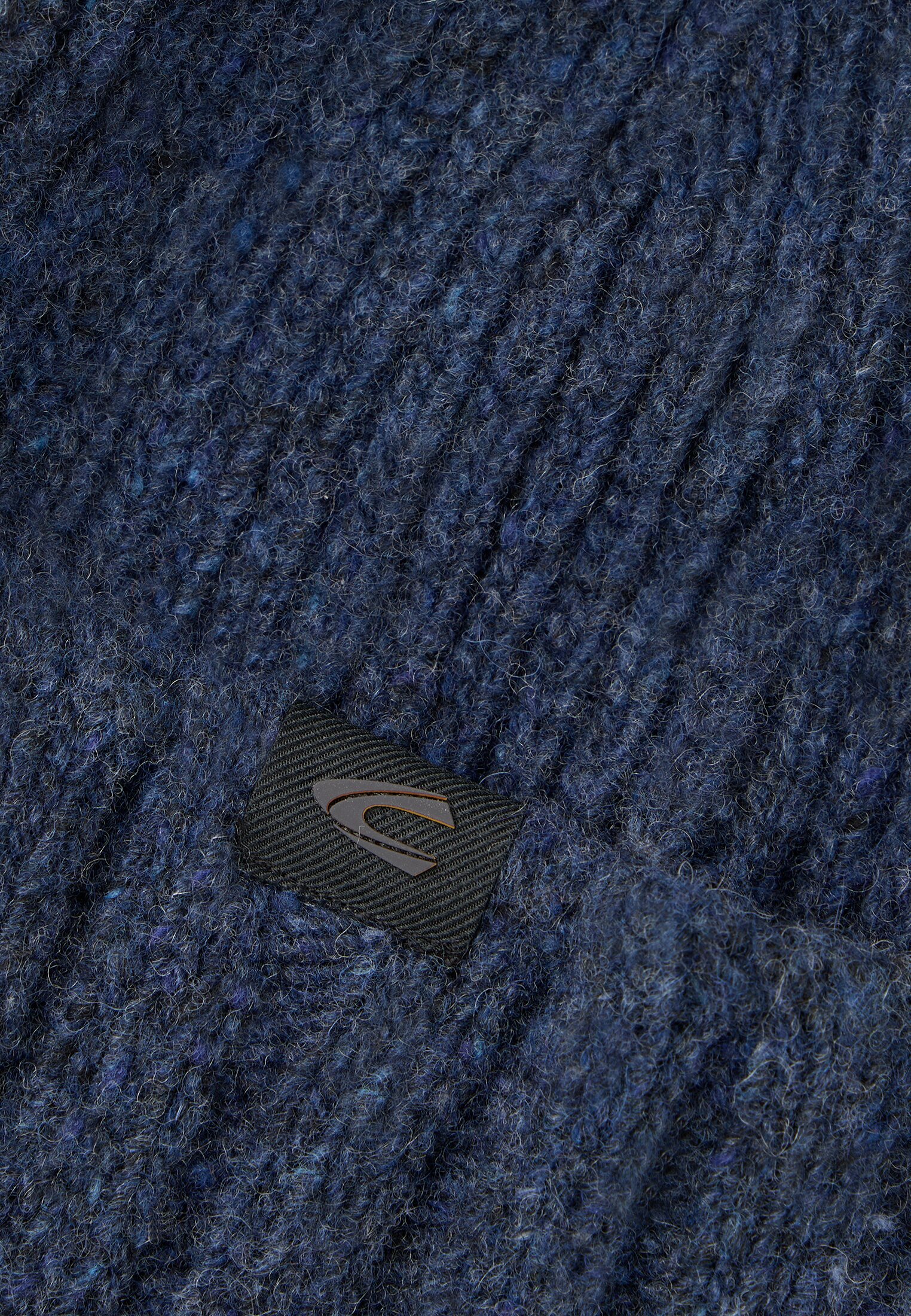 Men Warm knit hat with cuff Navy blue frontal back