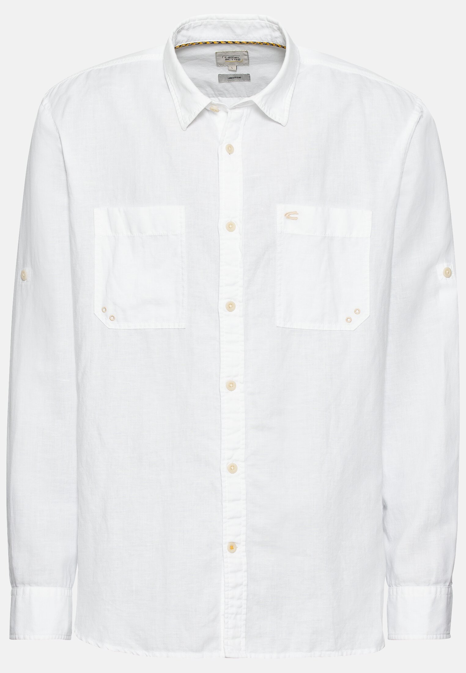 Men Long-sleeved shirt in a lightweight linen blend White frontal front