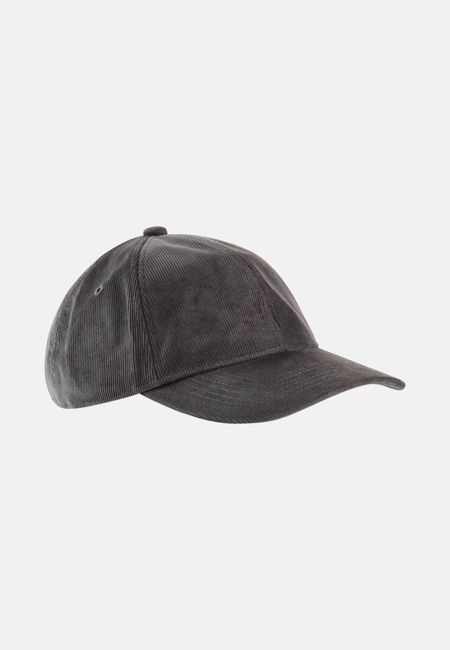 Herren 6 Panel Cap aus Cord Steingrau frontal vorn