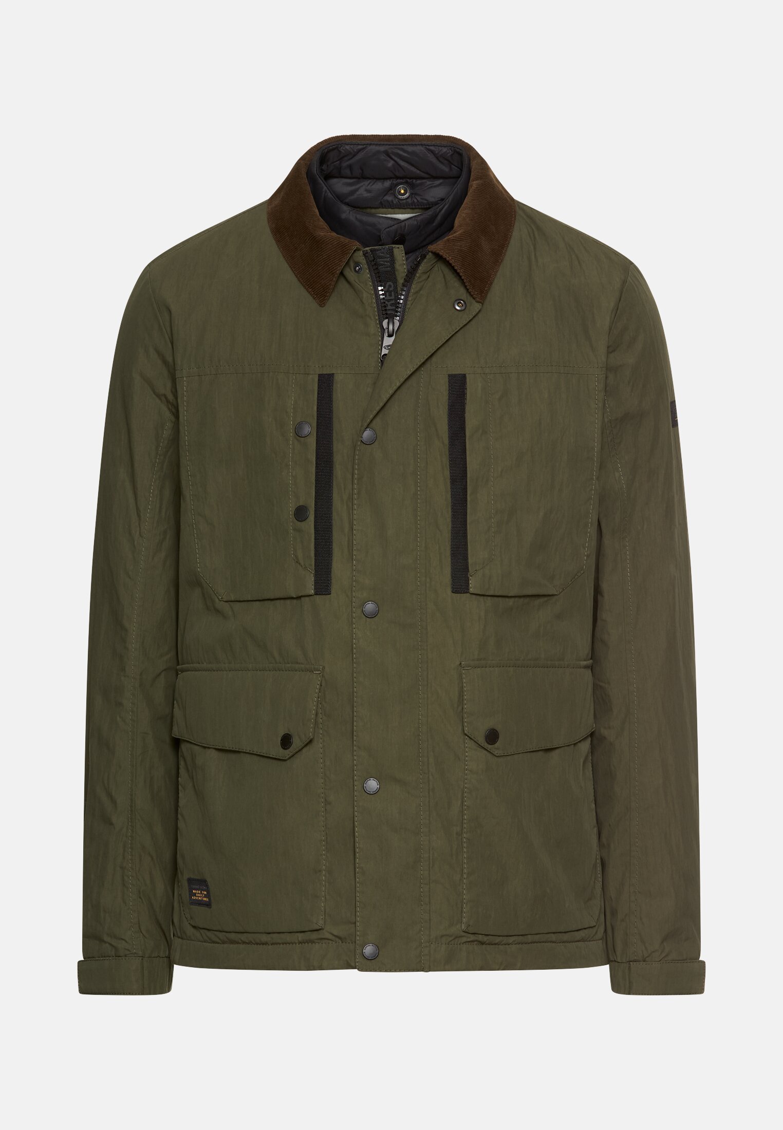 Men Blouson with shirt collar and fleece lining Forest green frontal front