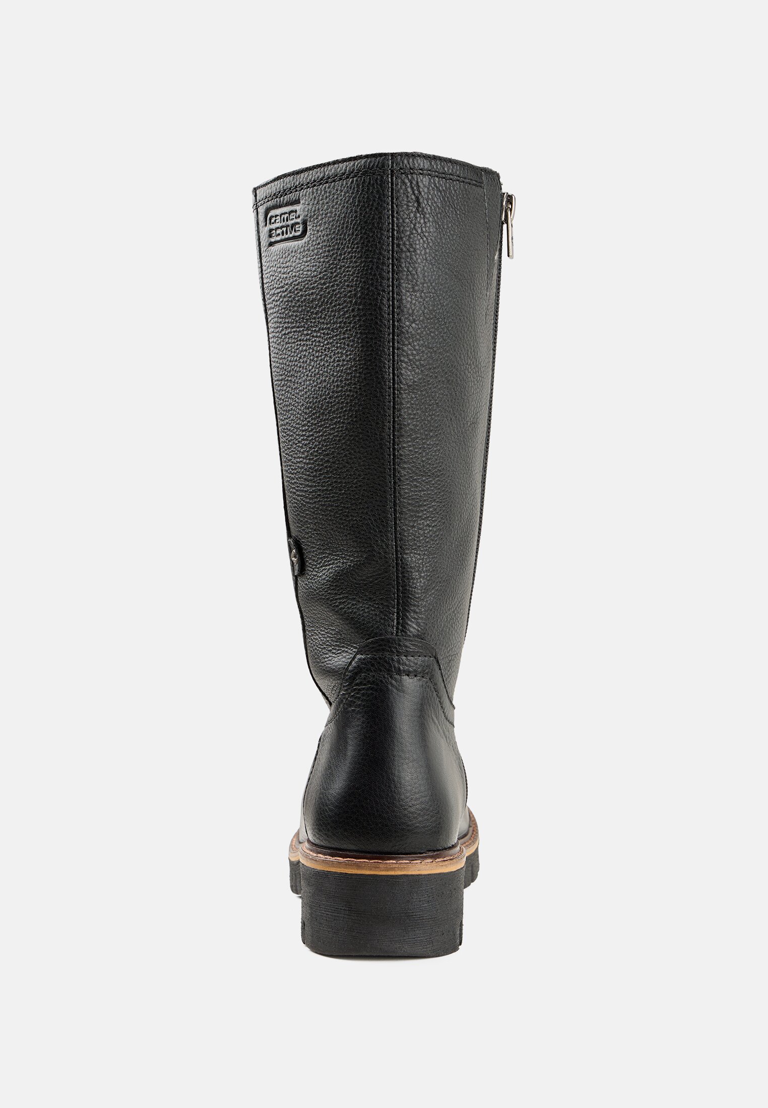 Damen Lederstiefel mit warmem Schaffellfutter Schwarz vorne nah