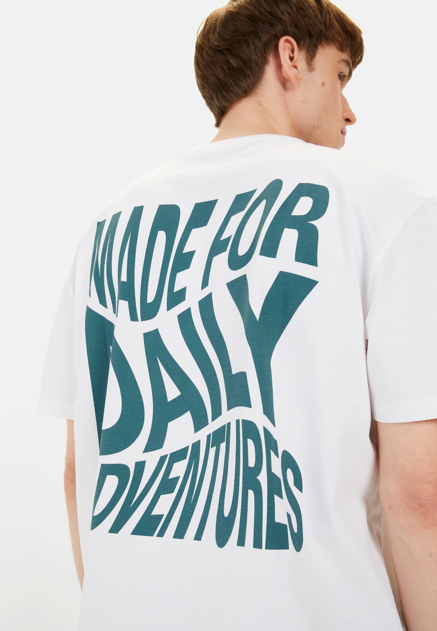 Herren Kurzarm T-Shirt mit Print Weiß