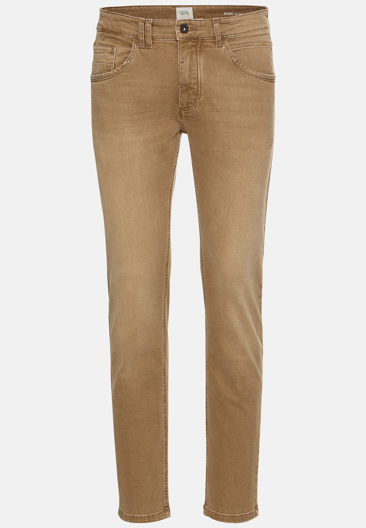 Men Slim fit jeans made from cotton Beige frontal front