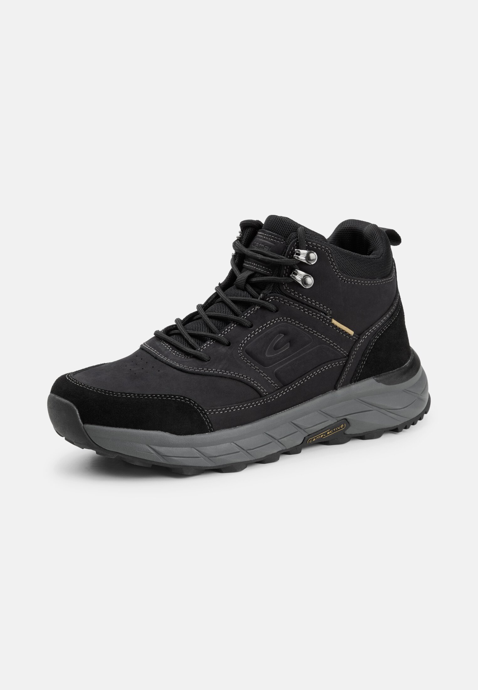 Herren Schnürschuh mit Gripsohle Schwarz frontal hinten