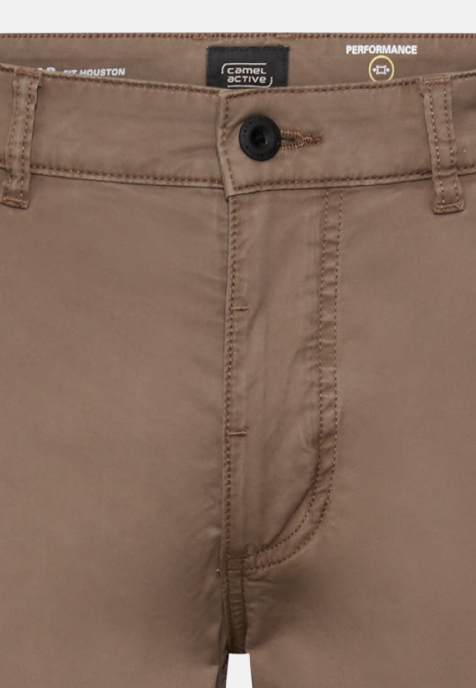 Herren Bermuda Shorts mit Reißverschluss Schlammbraun vorne nah