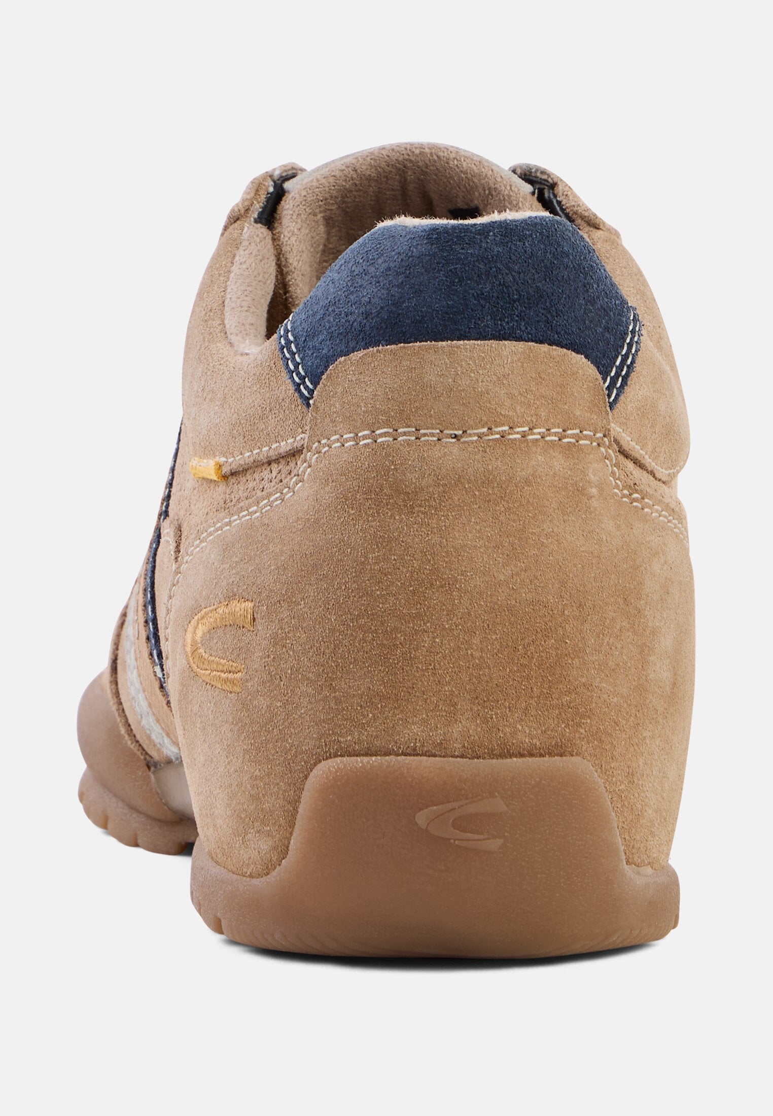 Heren Leren sneakers met klassieke vetersluiting Beige front dichtbij