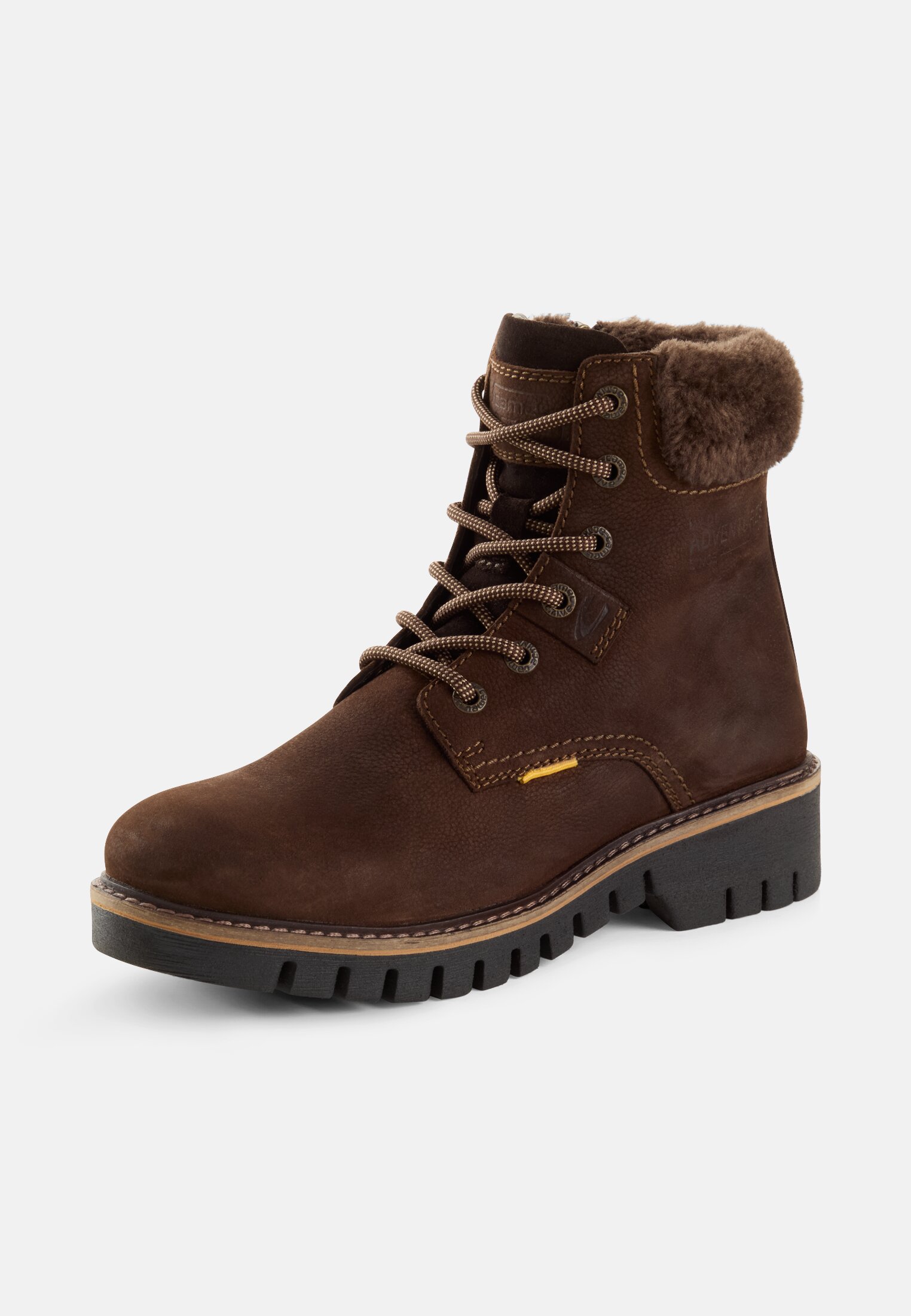 Damen Lederschuh mit Seitenzipper Braun frontal hinten