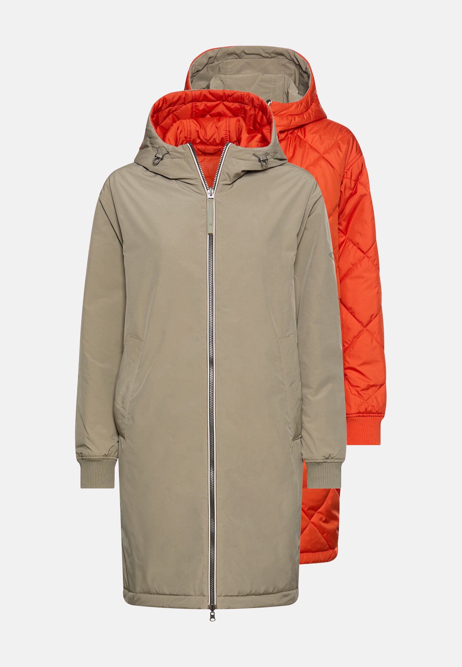 Women Reversible coat with two-way zipper Sage frontal front
