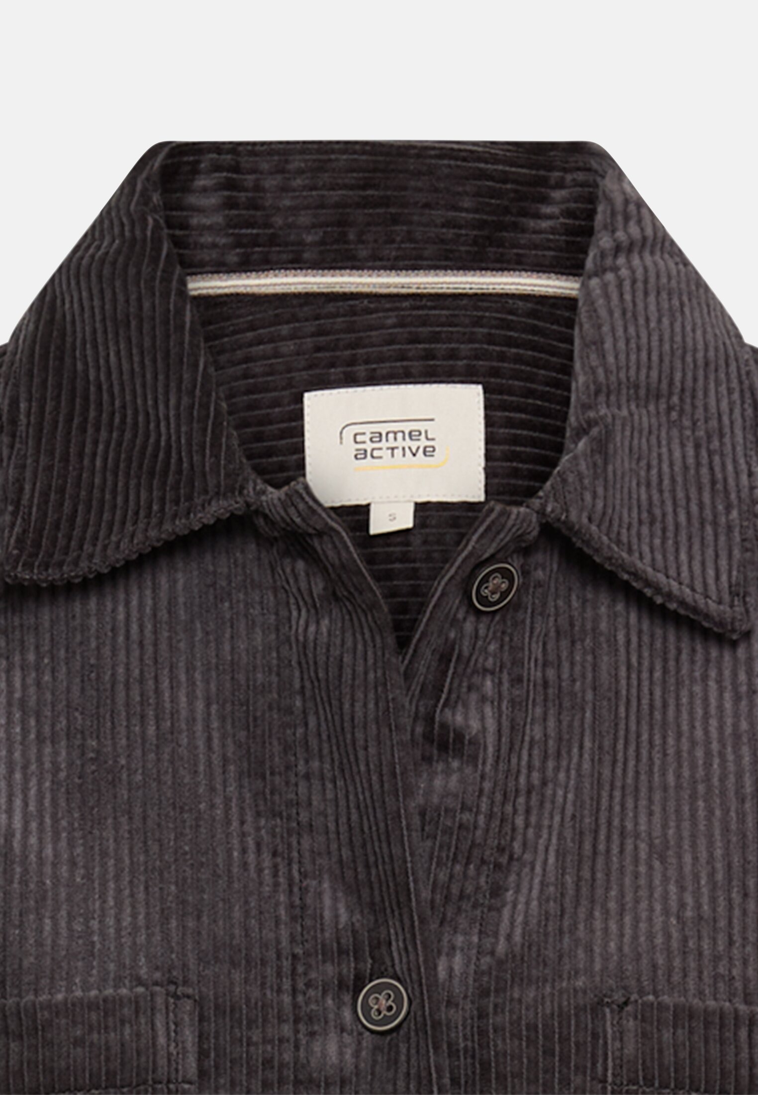 Damen Cord-Bluse aus reiner Baumwolle Kaviar vorne nah