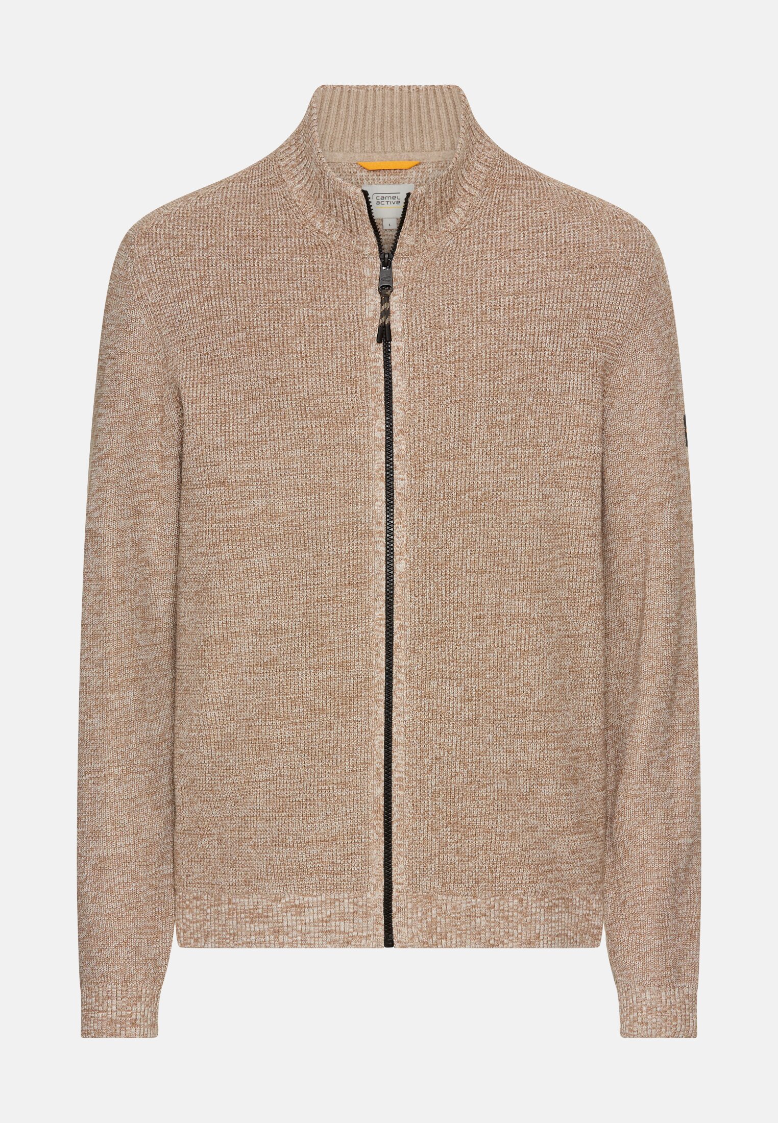 Men Knitted Cardigan made from a soft cotton blend Oats frontal front
