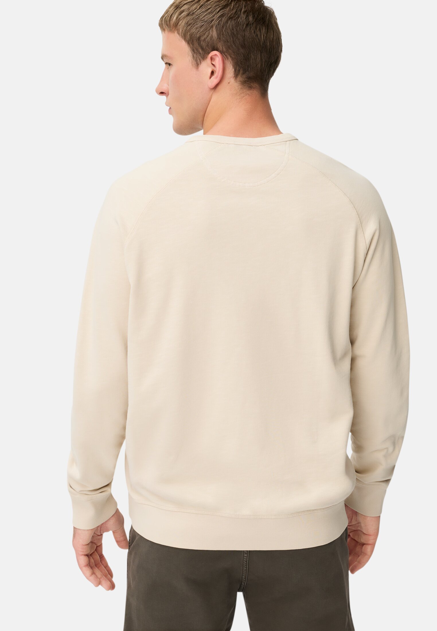 Herren Sweatshirt aus reiner Baumwolle mit Raglanärmeln Hafer getragen hinten