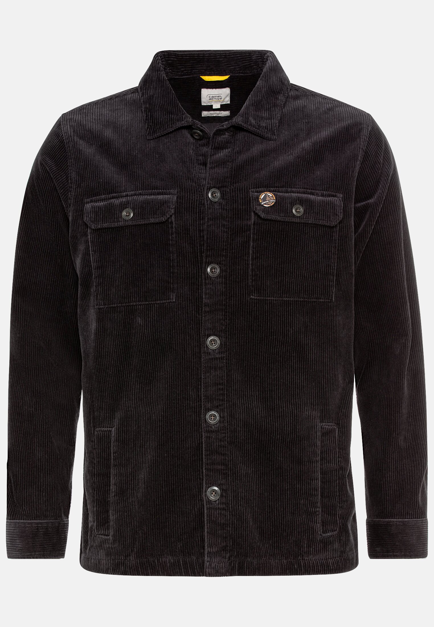 Herren Cord Overshirt aus reiner Baumwolle Schwarz frontal vorn